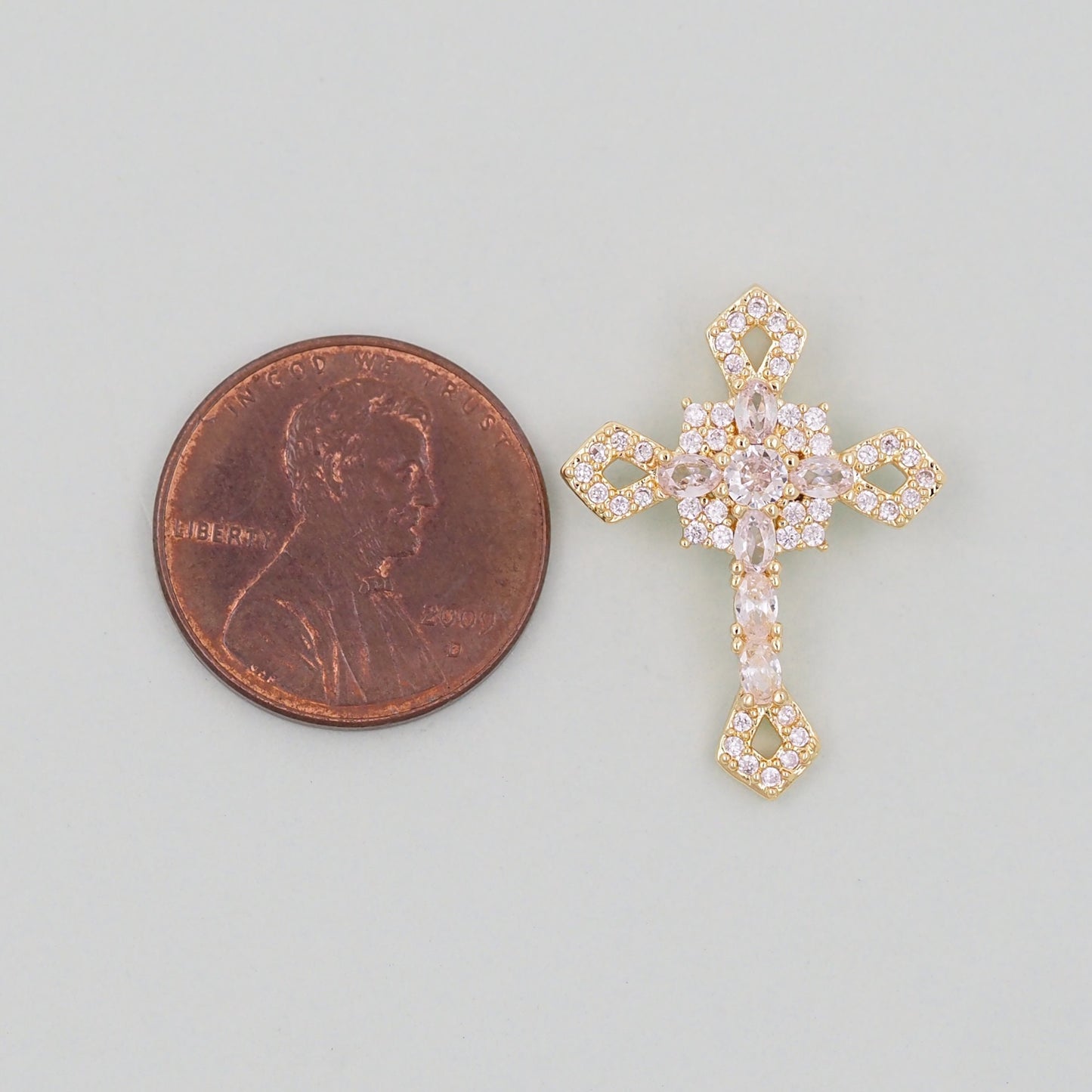 Gold Cross Charms,18K Gold Filled CZ Cross Pendant,Cross Charm Bracelet Necklace for DIY Jewelry Making Supply