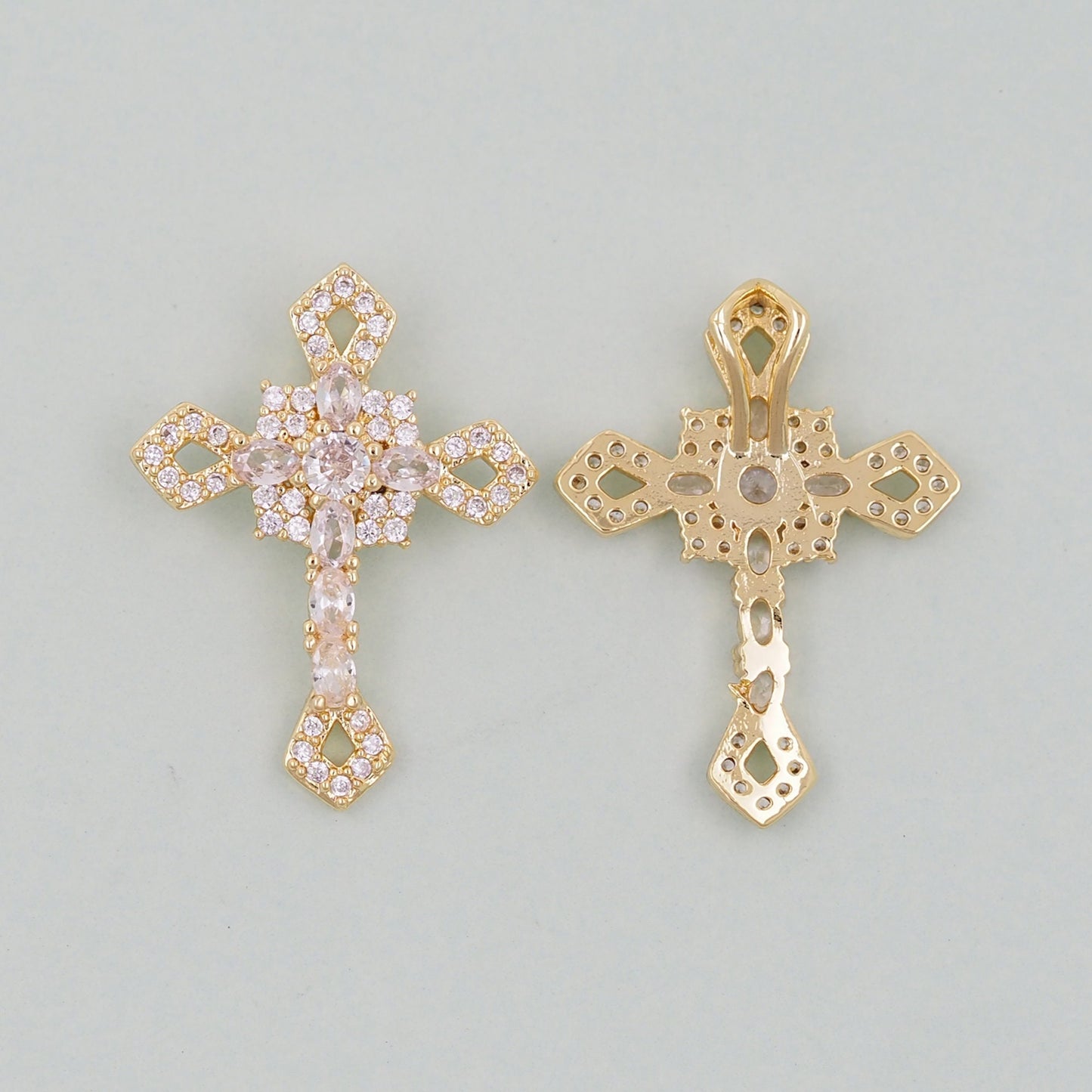 Gold Cross Charms,18K Gold Filled CZ Cross Pendant,Cross Charm Bracelet Necklace for DIY Jewelry Making Supply
