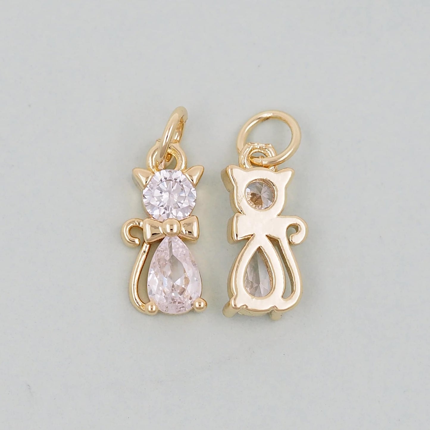 Gold Cat Charms,18K Gold Filled Cat Pendant,cute Charm Bracelet Necklace for DIY Jewelry Making Supply