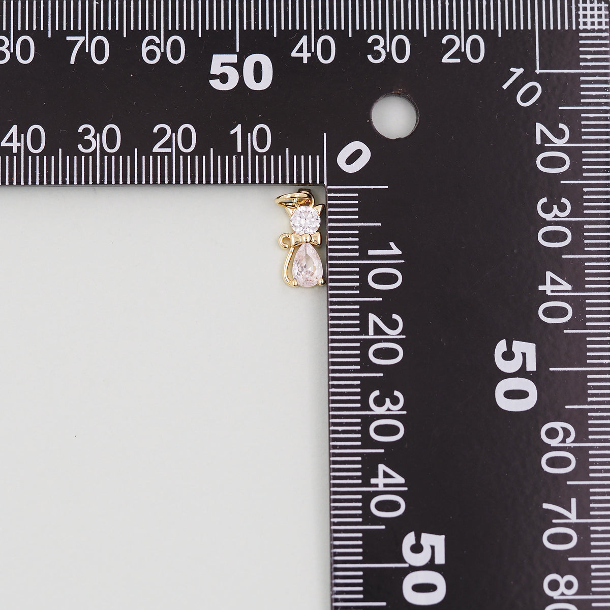 Gold Cat Charms,18K Gold Filled Cat Pendant,cute Charm Bracelet Necklace for DIY Jewelry Making Supply