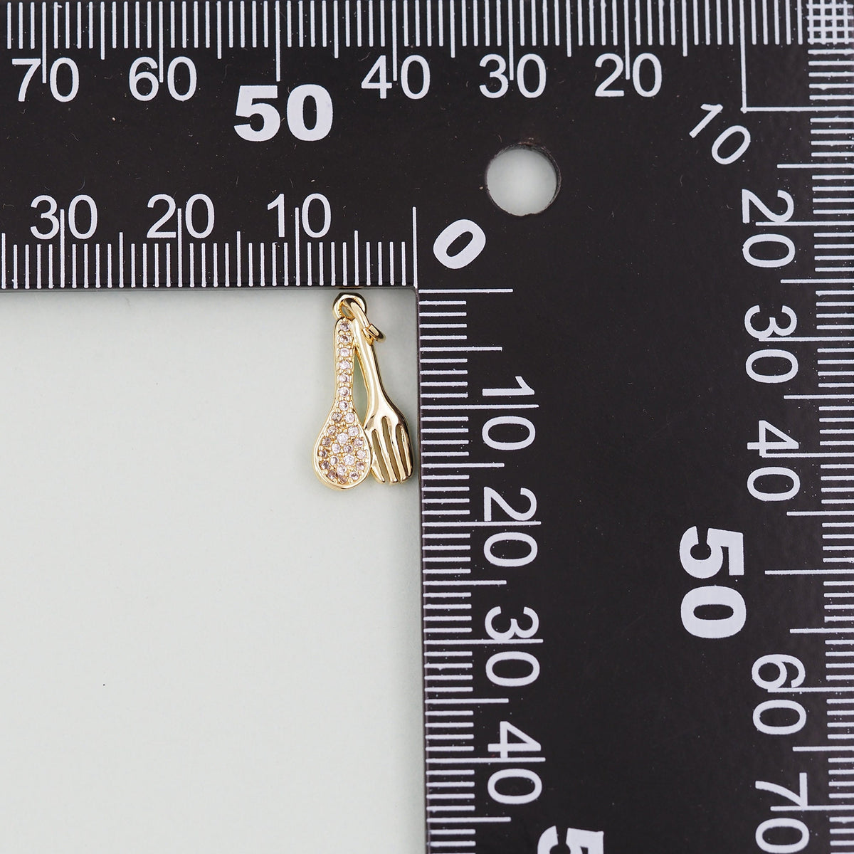 Gold Spoon and Fork Charms,18K Gold Filled Spoon and Fork Pendant,Spoon and Fork Charm Bracelet Necklace for DIY Jewelry Maki