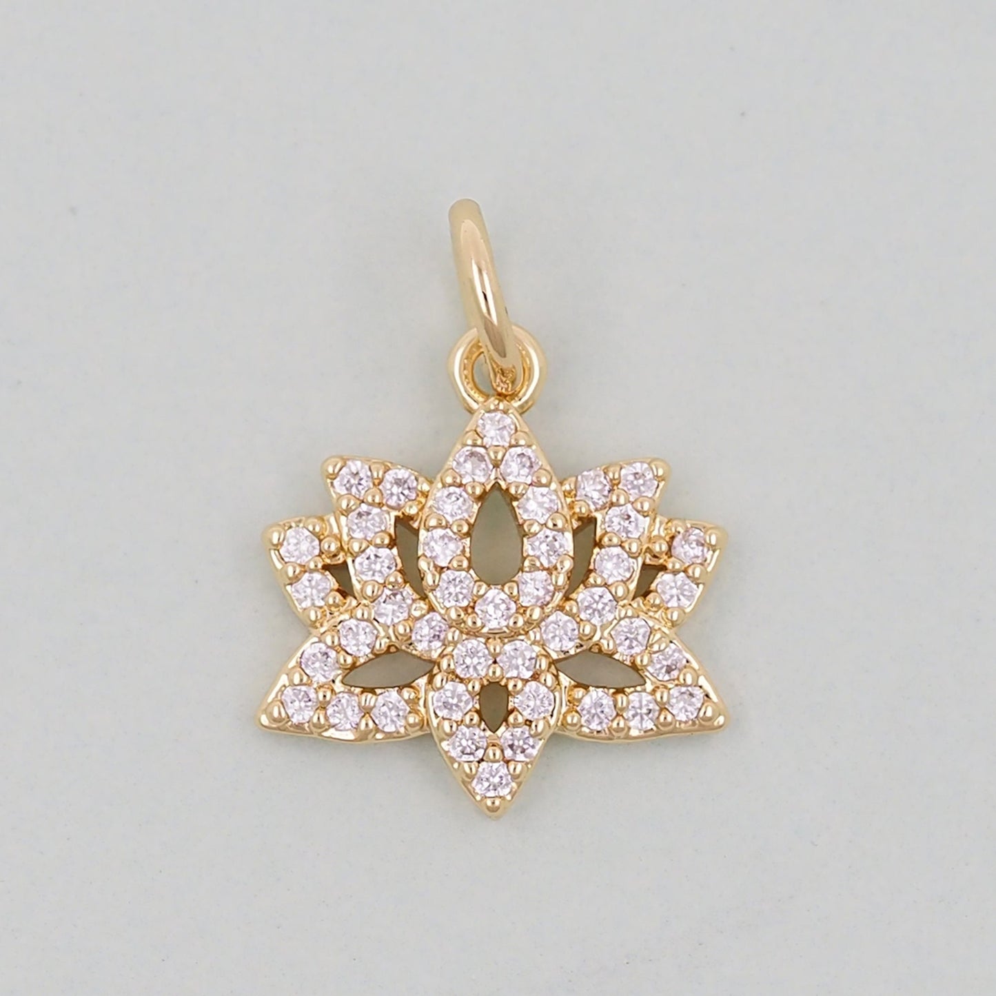 Gold Lotus Charms,18K Gold Filled meditation Pendant,lotus Charm Bracelet Necklace for DIY Jewelry Making Supply