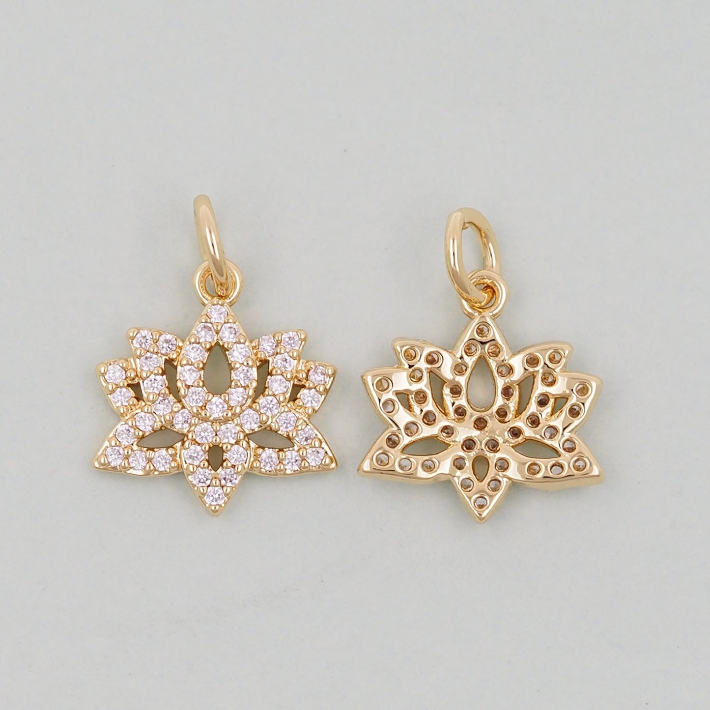 Gold Lotus Charms,18K Gold Filled meditation Pendant,lotus Charm Bracelet Necklace for DIY Jewelry Making Supply