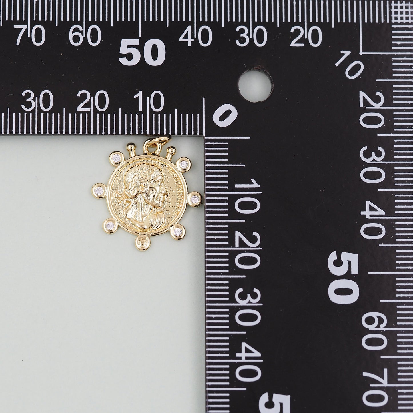 Gold Geometry Charms,18K Gold Filled Round Greece Coin Pendant,geometry Charm Bracelet Necklace for DIY Jewelry Making Supply