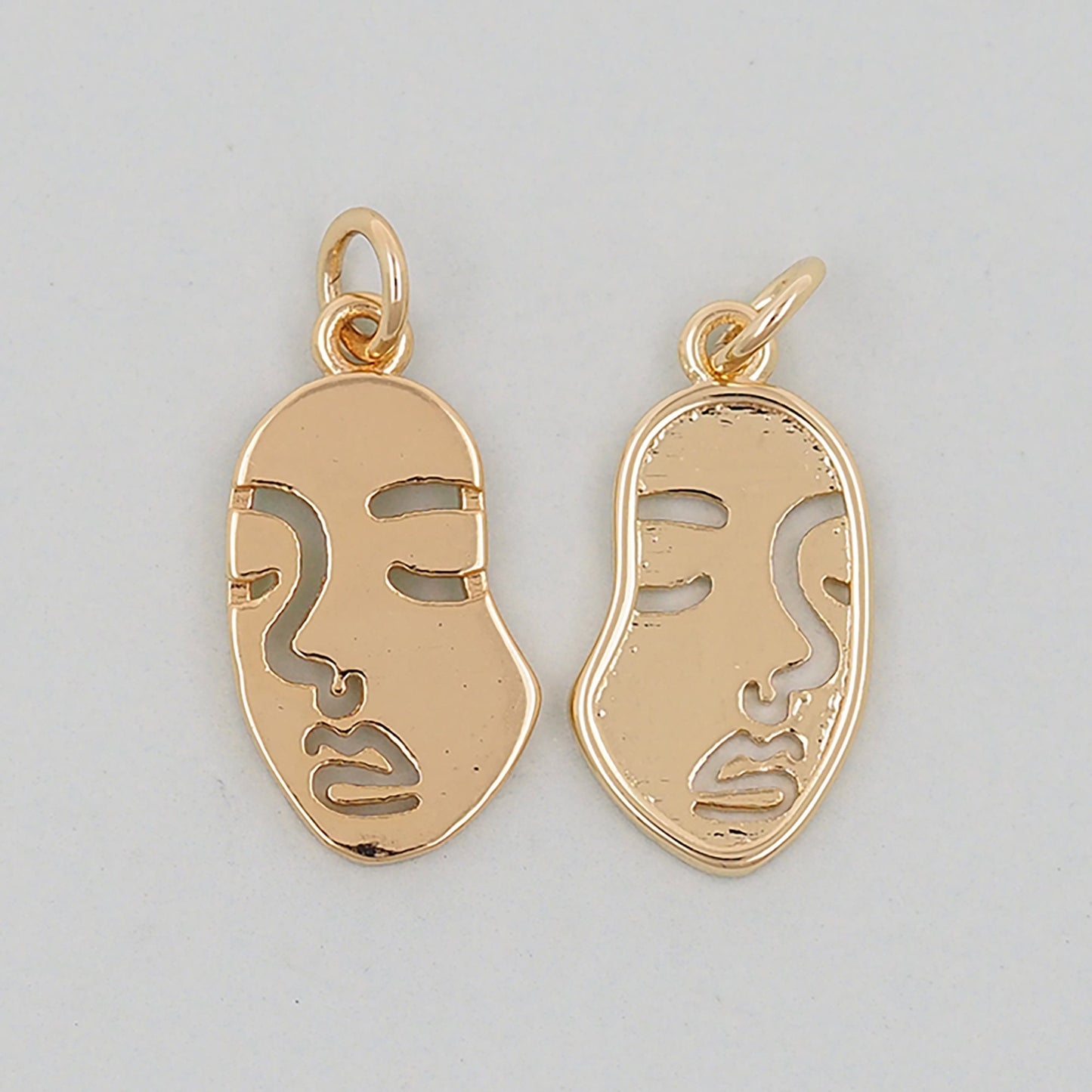Gold Geometry Charms,18K Gold Filled Abstract Face Pendant,Abstract Face Charm Bracelet Necklace for DIY Jewelry Making Supply