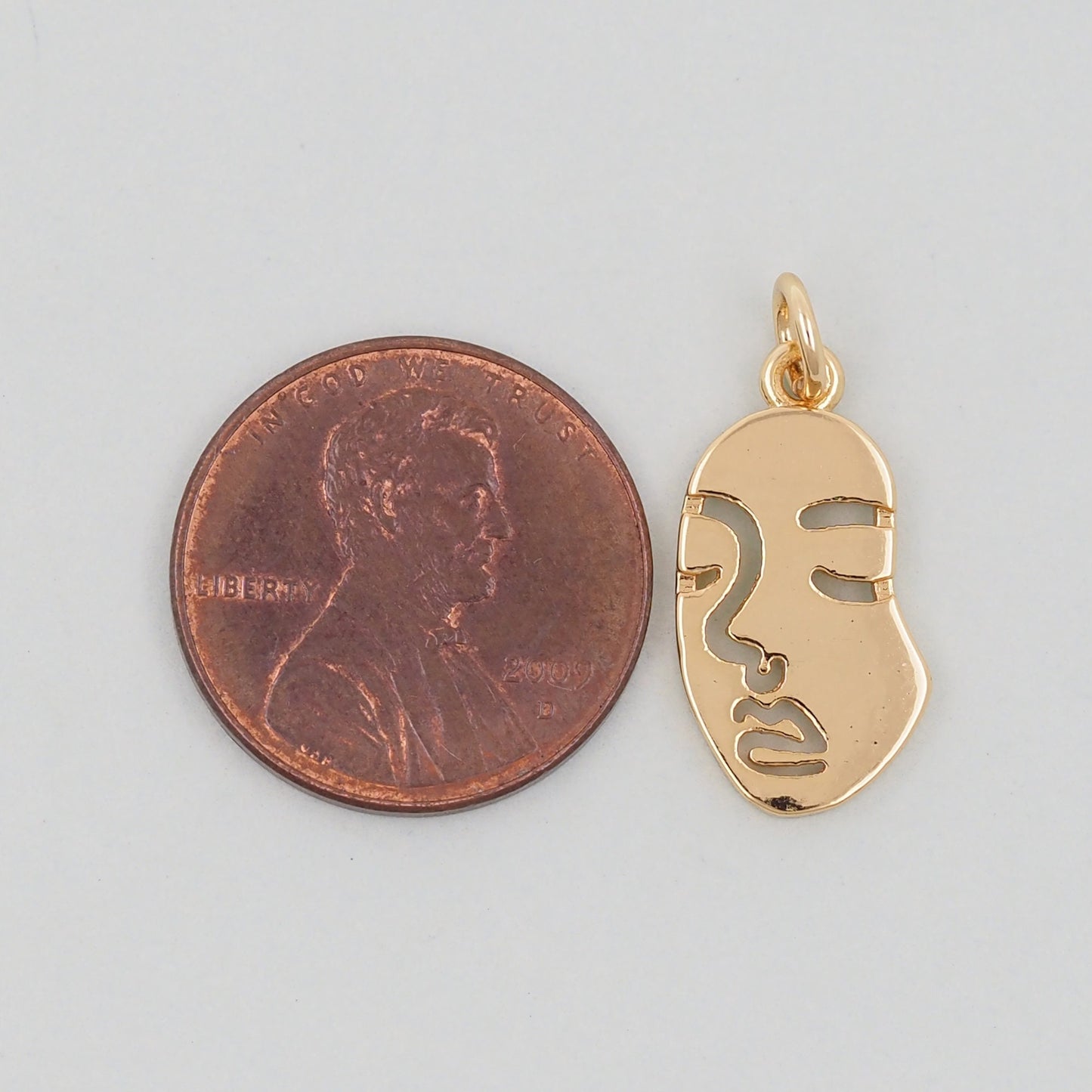 Gold Geometry Charms,18K Gold Filled Abstract Face Pendant,Abstract Face Charm Bracelet Necklace for DIY Jewelry Making Supply
