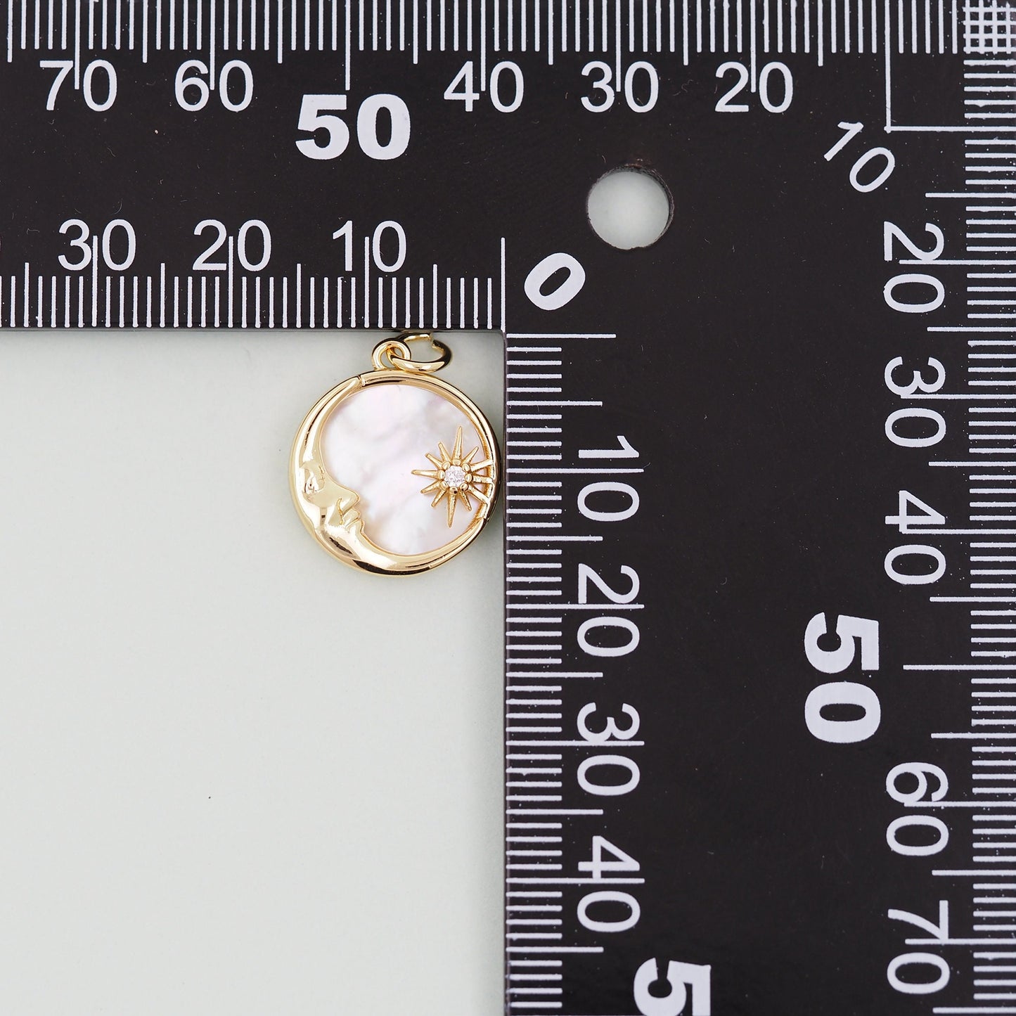 Gold Round Moon Sun Charms,18K Gold Filled Round Pendant,Moon Charm Bracelet Necklace for DIY Jewelry Making Supply