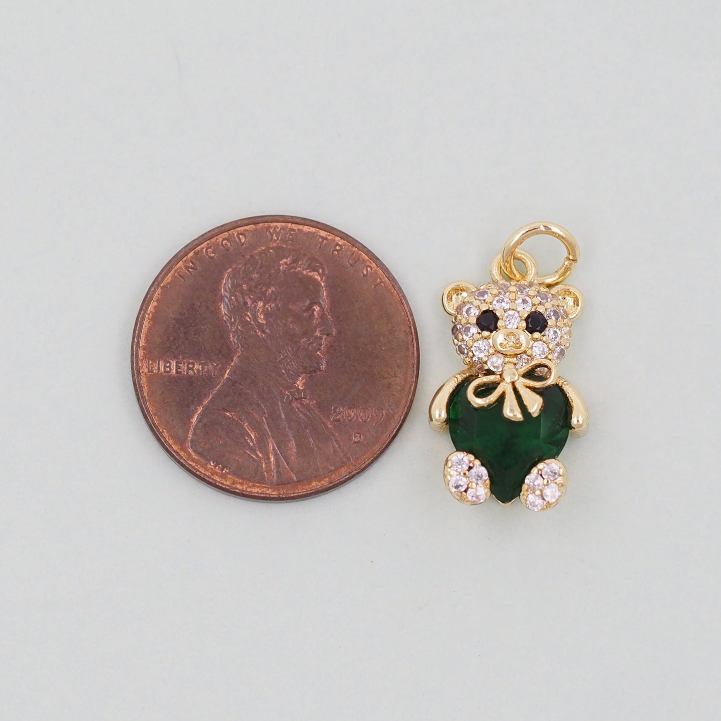 Gold Bear Charms,18K Gold Filled Bear Pendant,cute Heart Bear Charm Bracelet Necklace for DIY Jewelry Making Supply
