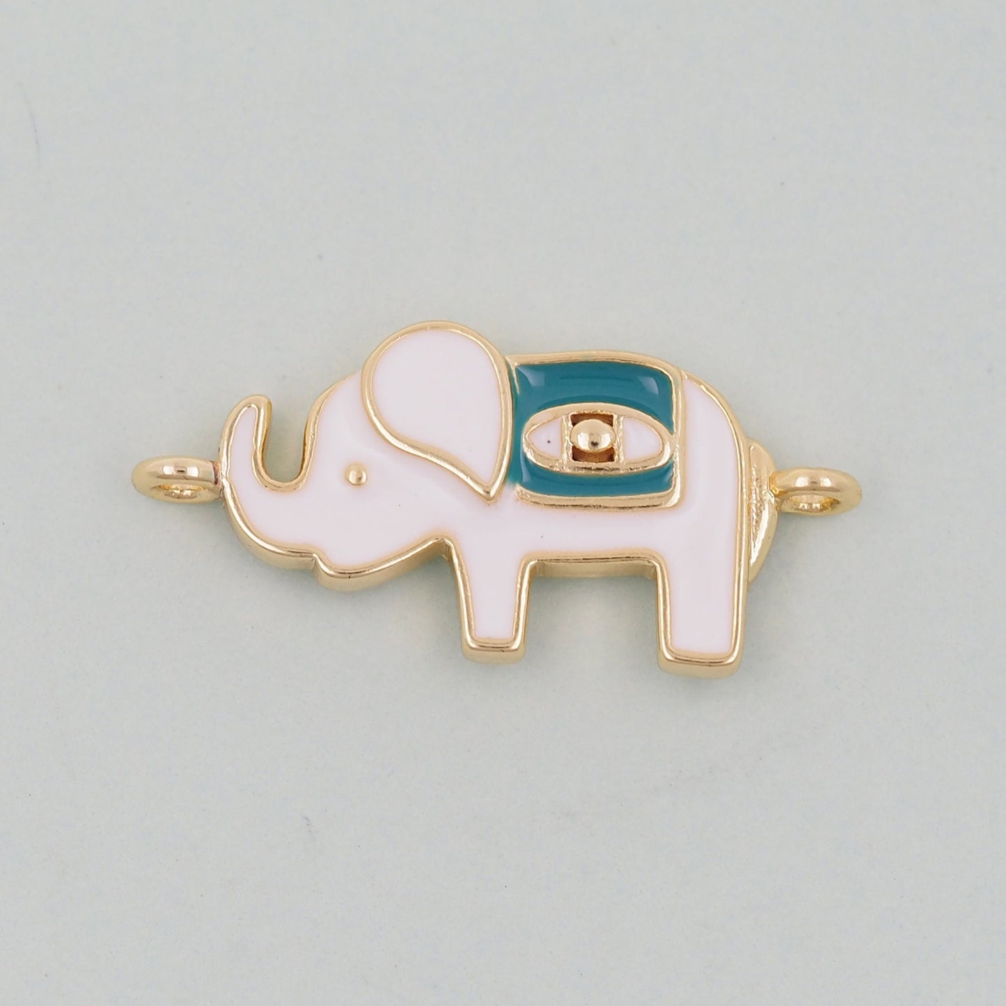 Gold Elephant Charms,18K Gold Filled CZ Elephant Pendant,Enamel Elephant Connector Charm Bracelet Necklace for DIY Jewelry Making Supply
