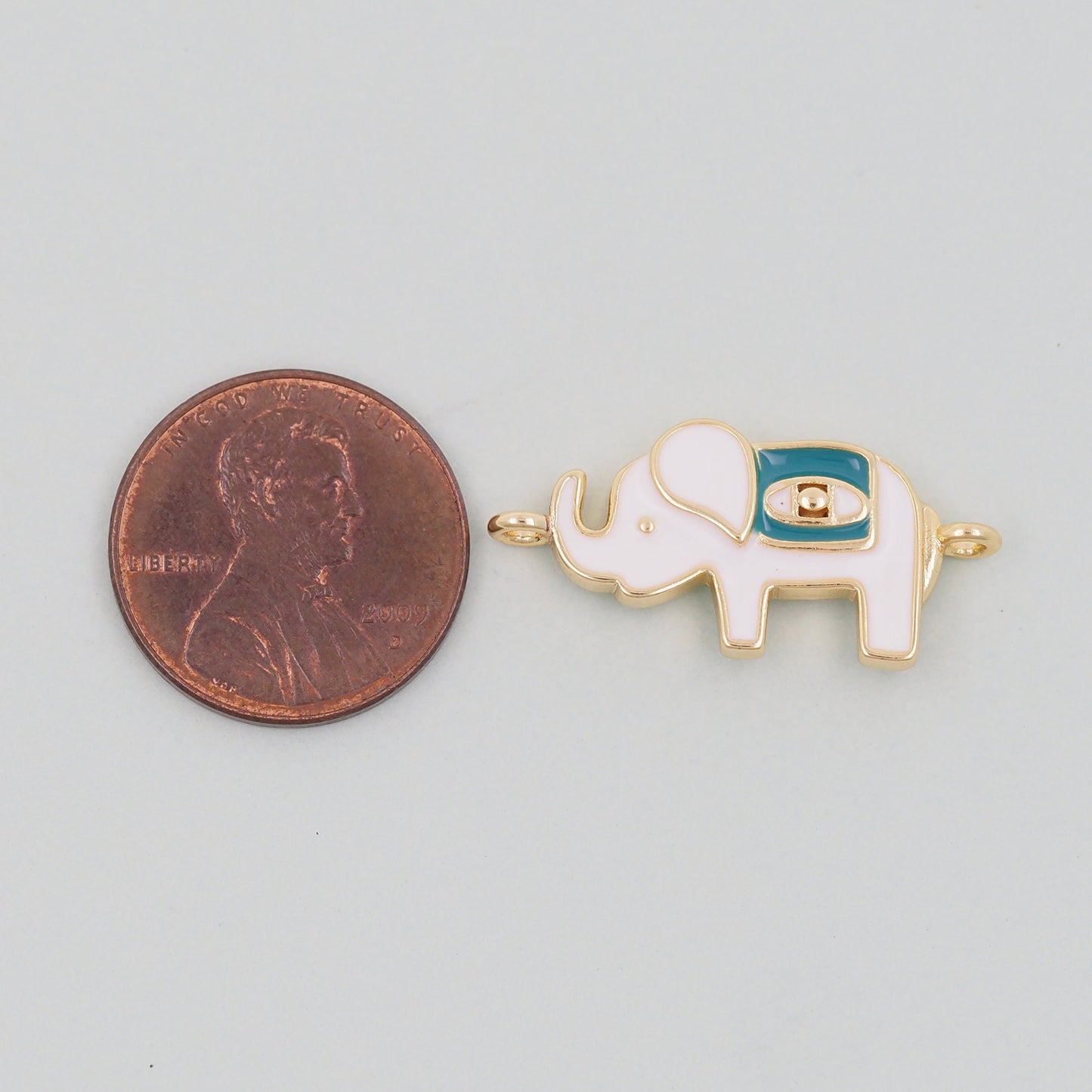 Gold Elephant Charms,18K Gold Filled CZ Elephant Pendant,Enamel Elephant Connector Charm Bracelet Necklace for DIY Jewelry Making Supply
