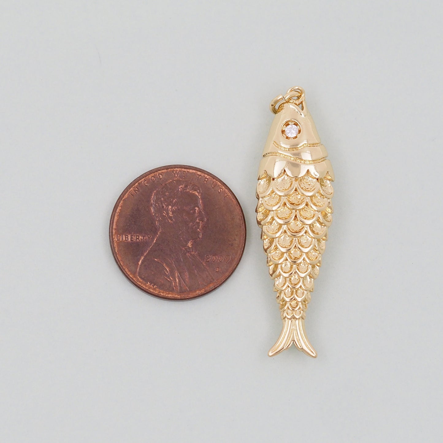 Gold fish Charms,18K Gold Filled CZ fish Pendant,fish Charm Bracelet Necklace for DIY Jewelry Making Supply