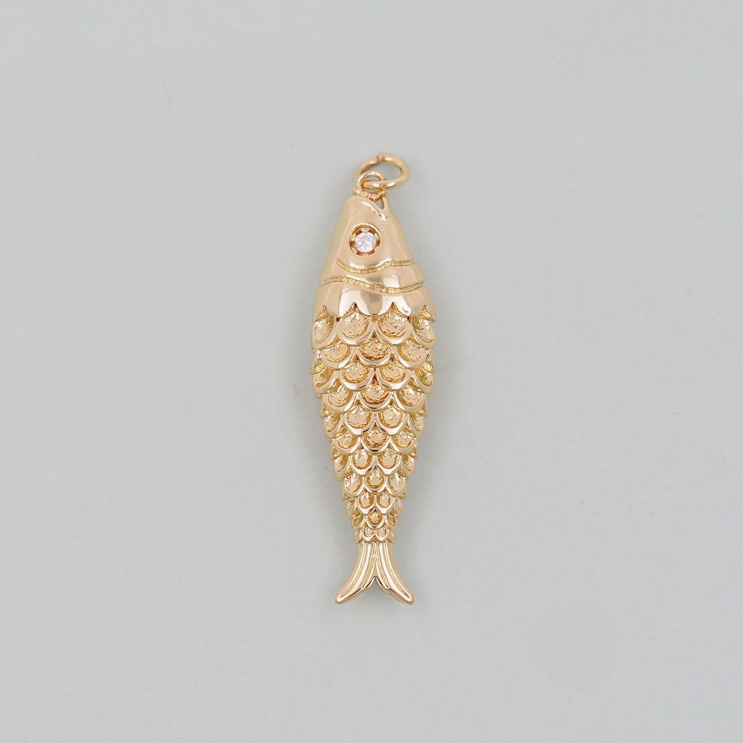 Gold fish Charms,18K Gold Filled CZ fish Pendant,fish Charm Bracelet Necklace for DIY Jewelry Making Supply