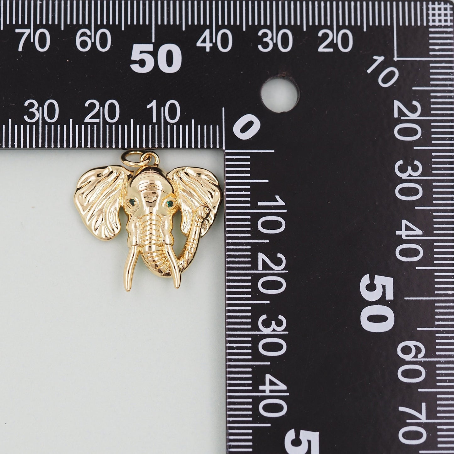 Gold Elephant Head Charms,18K Gold Filled CZ Elephant Pendant,Elephant Charm Bracelet Necklace for DIY Jewelry Making Supply