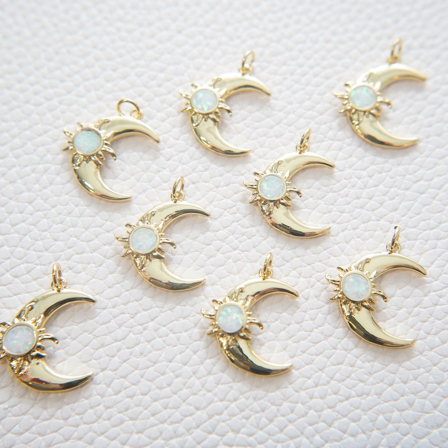 Gold Moon Charms,18K Gold Filled CZ Moon Pendant,Celestial Charm Bracelet Necklace for DIY Jewelry Making Supply
