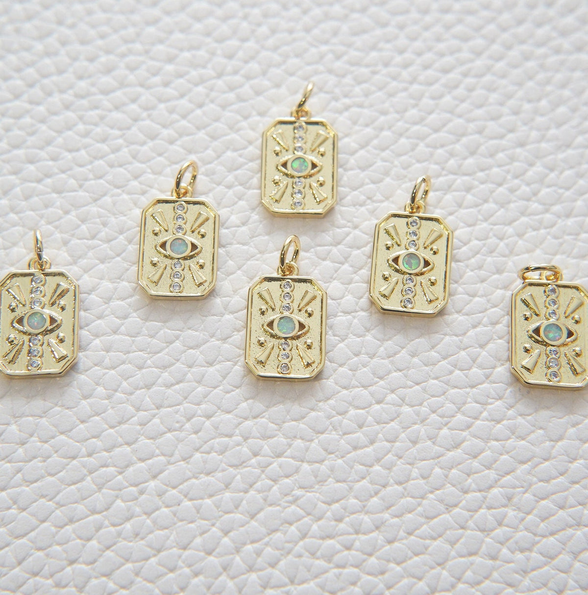Gold Rectangle Evil Eye Charms,18K Gold Filled Evil Eye Pendant,Evil Eye Charm Bracelet Necklace for DIY Jewelry Making Suppl