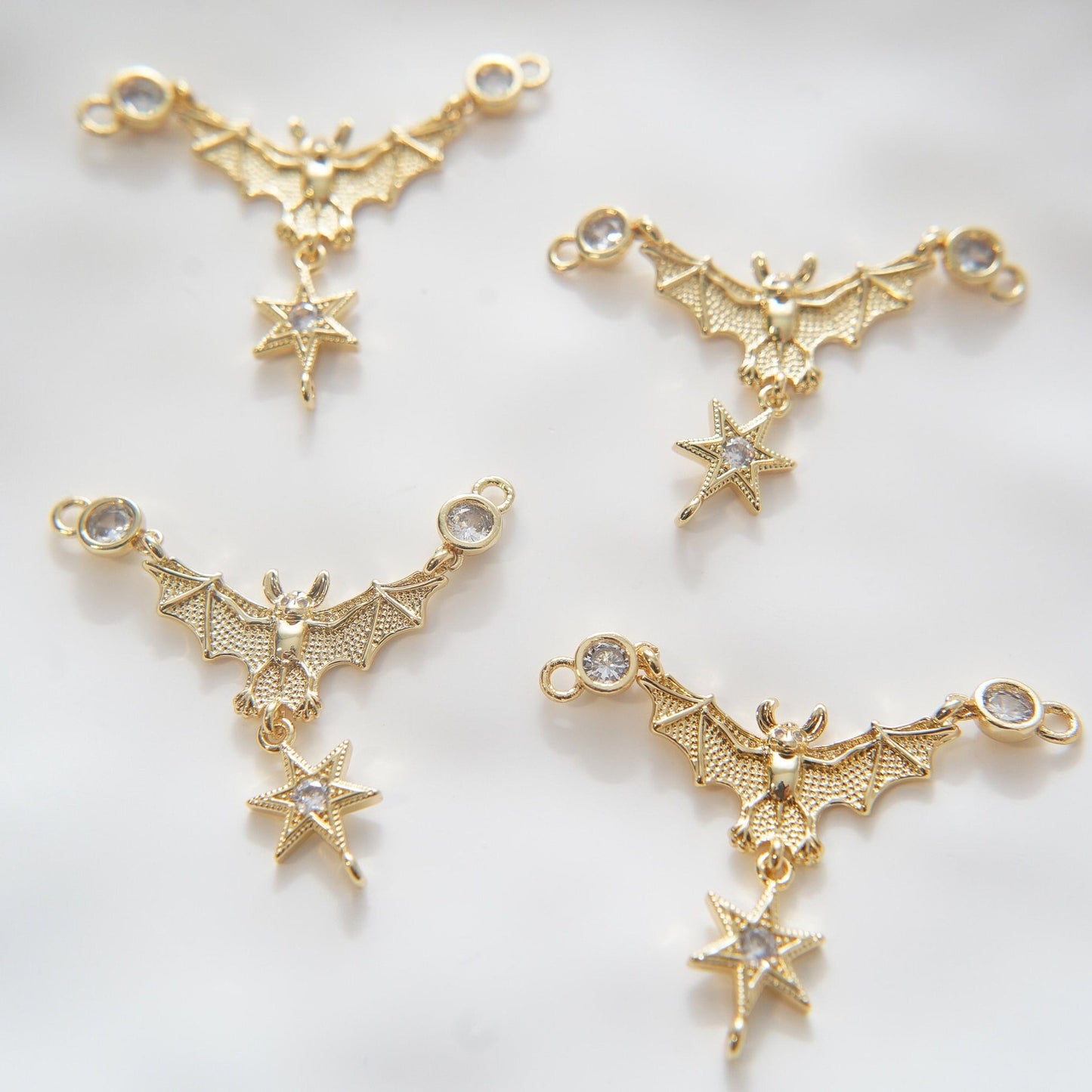 Gold bat Charms,18K Gold Filled bat Pendant,bat Charm Bracelet Necklace for DIY Jewelry Making Supply