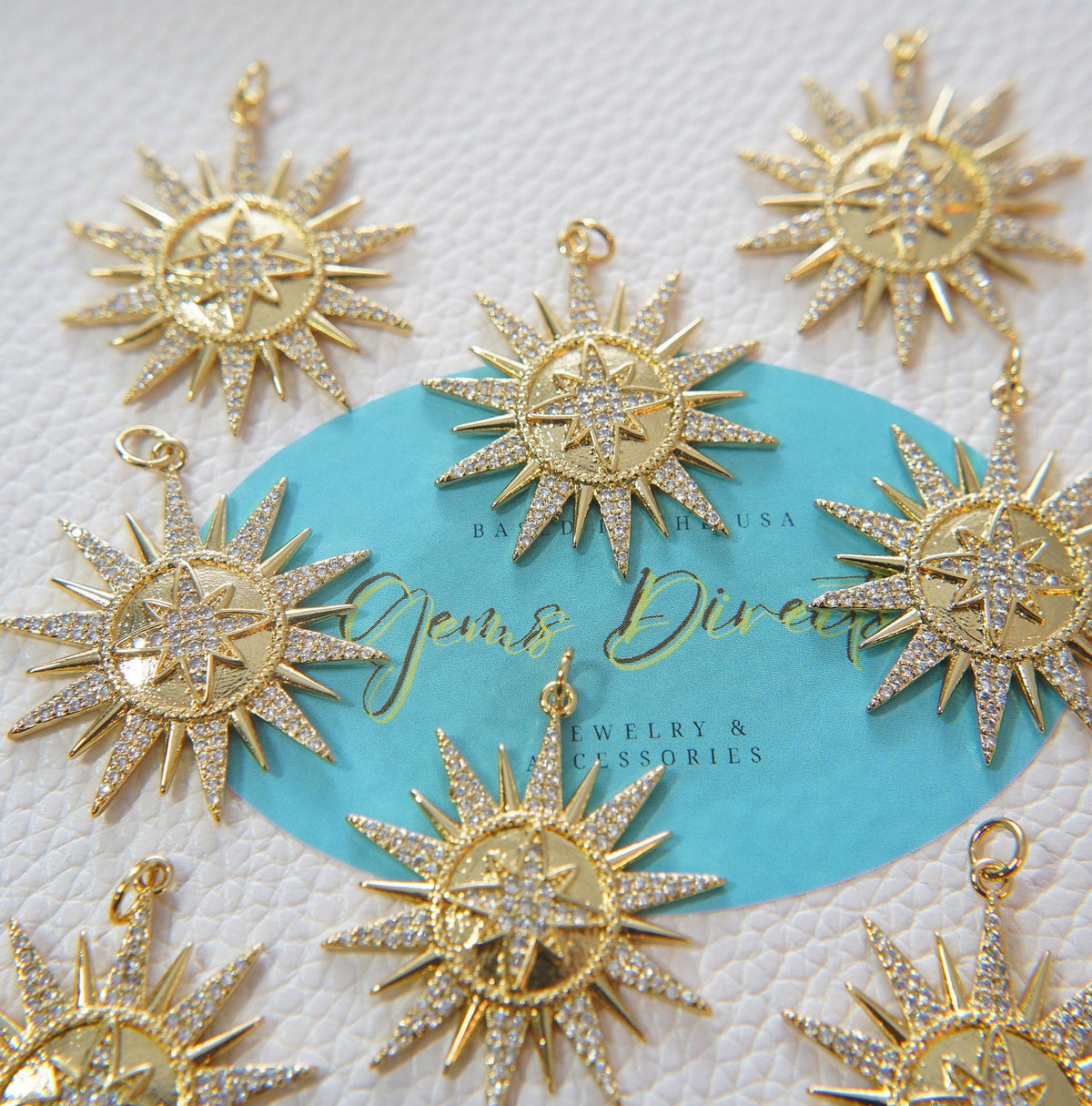 Gold Sun Charms,18K Gold Filled Star Pendant,Celestial Charm Bracelet Necklace for DIY Jewelry Making Supply