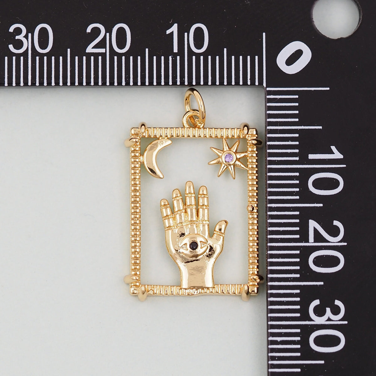 18K Gold Filled Hamsa Charm Pendant for Jewelry Making