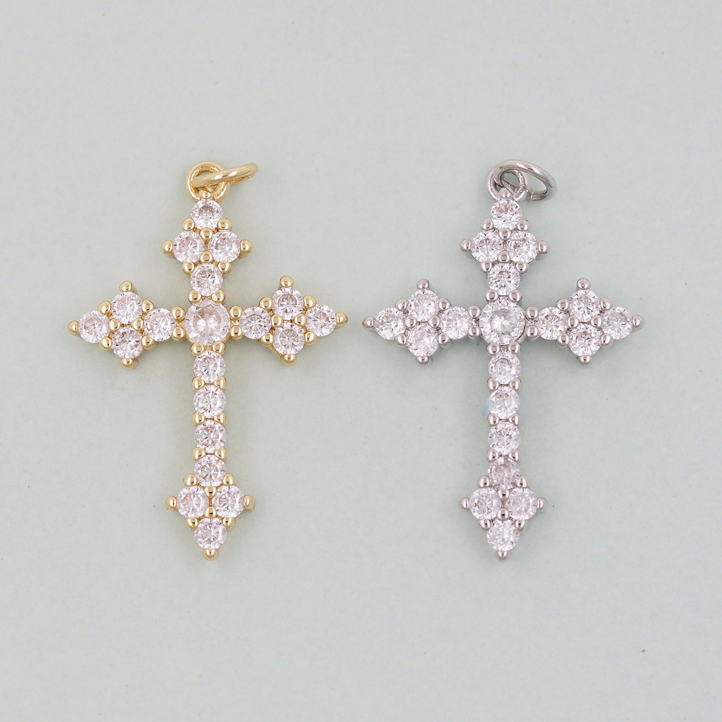 18K Gold Filled Cross Pendant,Cross Charm Bracelet Necklace for DIY Jewelry Making Supply