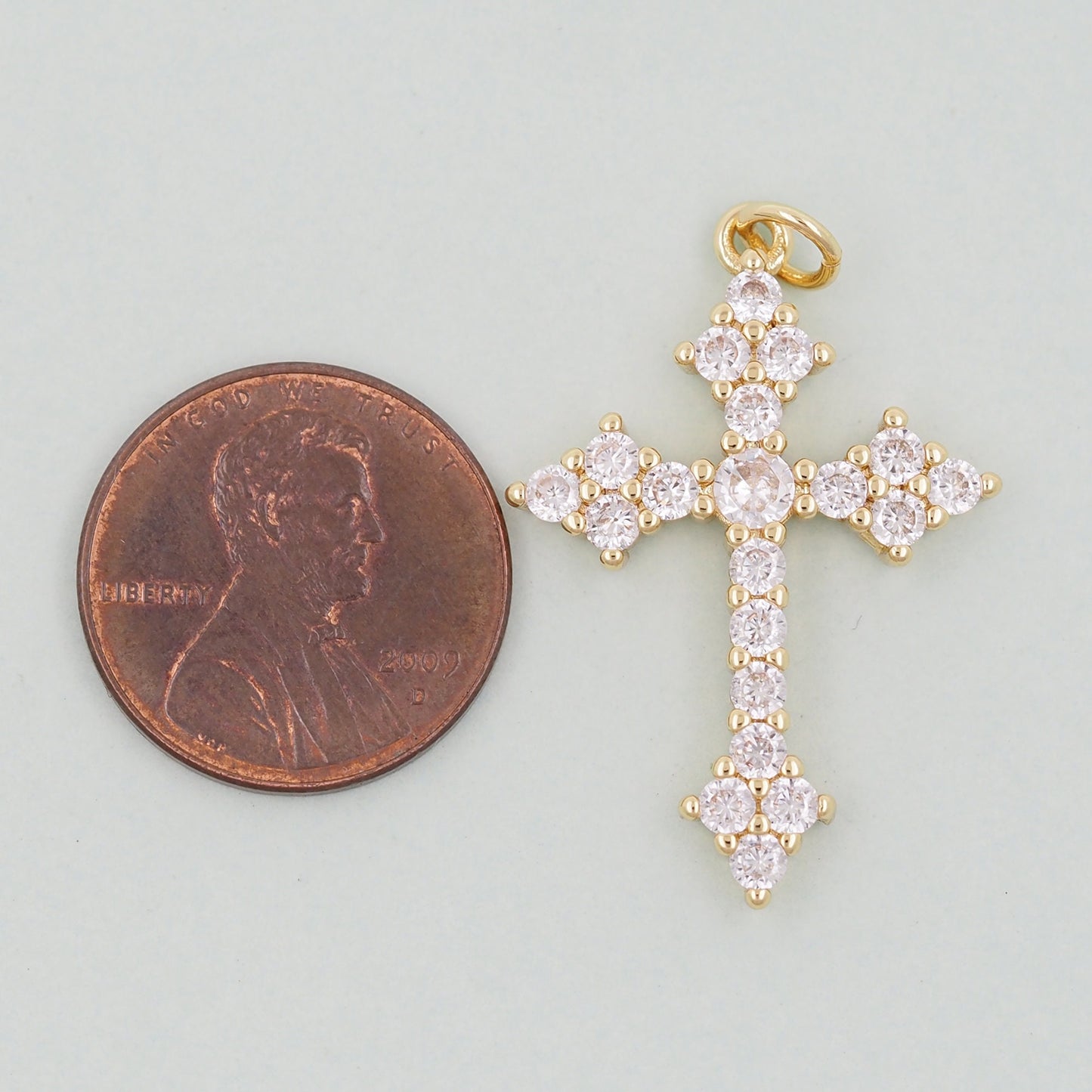 18K Gold Filled Cross Pendant,Cross Charm Bracelet Necklace for DIY Jewelry Making Supply
