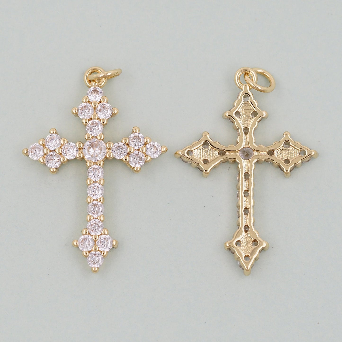 18K Gold Filled Cross Pendant,Cross Charm Bracelet Necklace for DIY Jewelry Making Supply