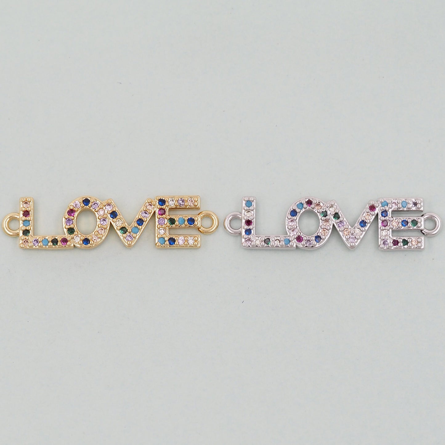Gold Love Connector Charms,18K Gold Filled Love Pendant,Love Charm Bracelet Necklace for DIY Jewelry Making Supply