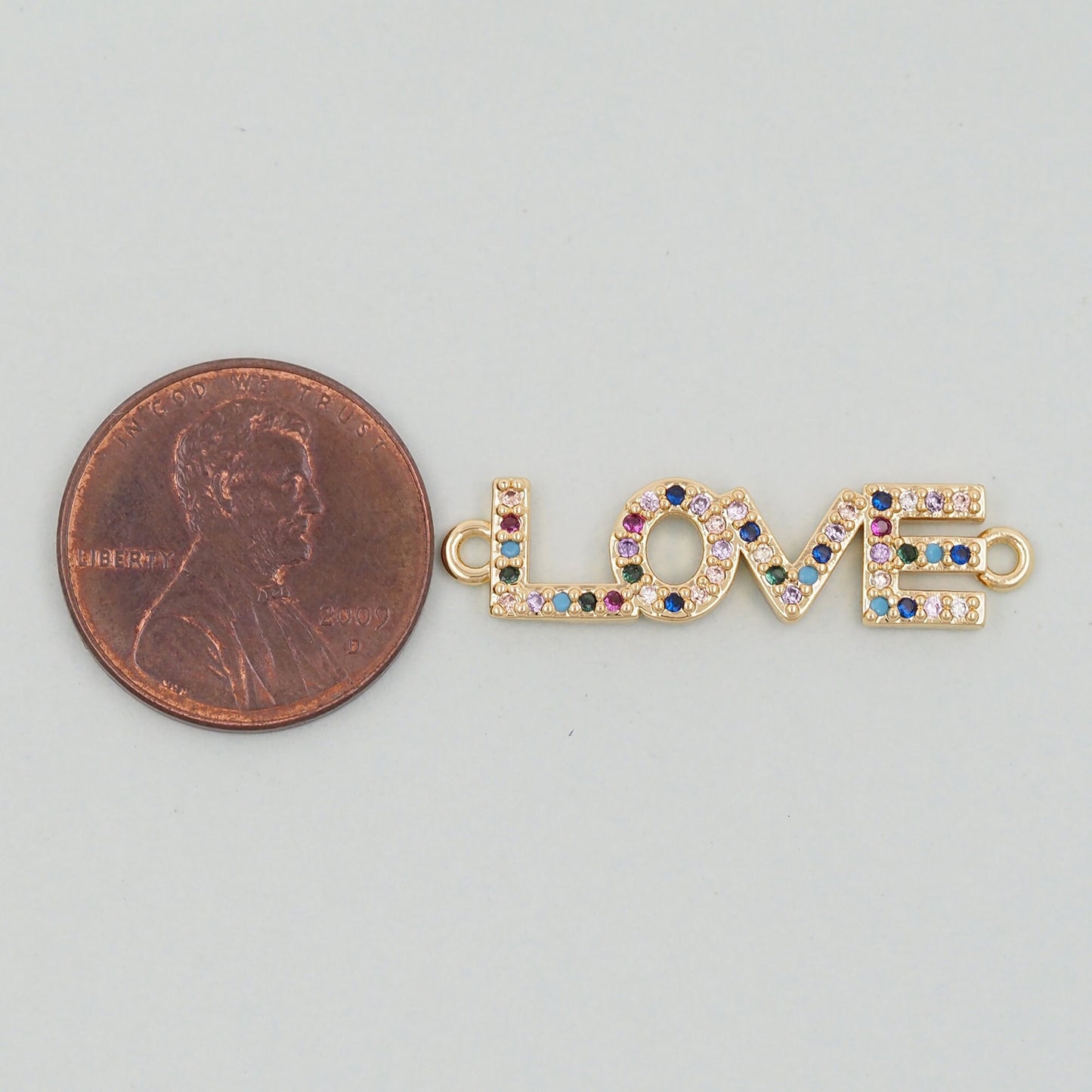 Gold Love Connector Charms,18K Gold Filled Love Pendant,Love Charm Bracelet Necklace for DIY Jewelry Making Supply