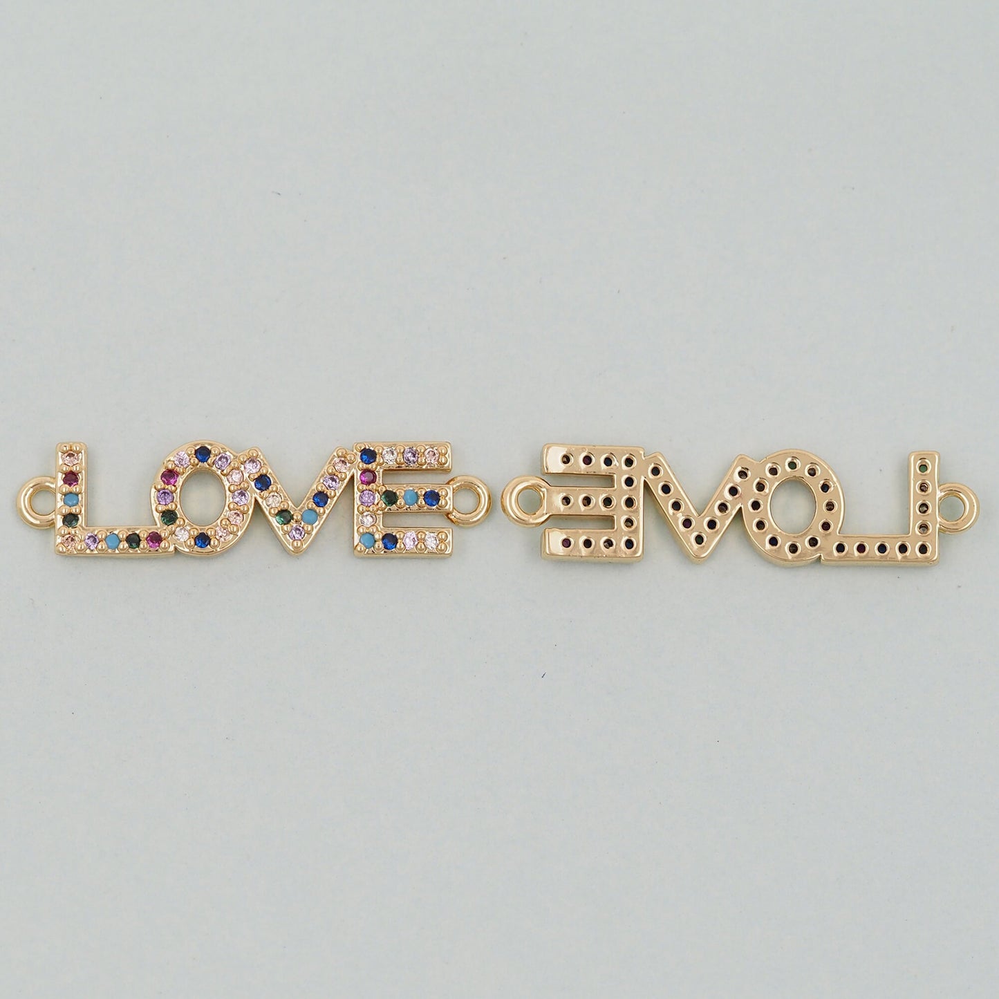 Gold Love Connector Charms,18K Gold Filled Love Pendant,Love Charm Bracelet Necklace for DIY Jewelry Making Supply