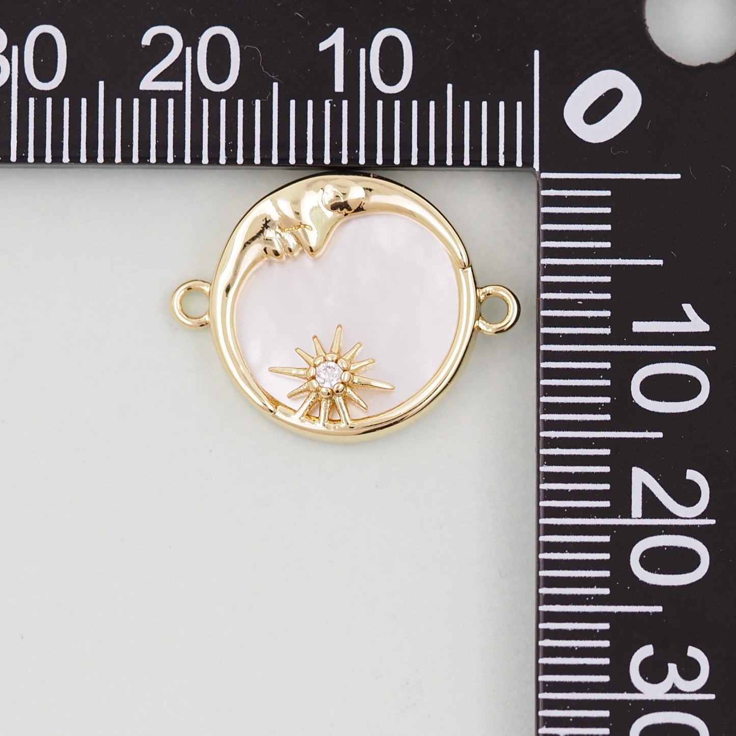 Gold Moon Connector Charms,18K Gold Filled Moon Pendant,Celestial Charm Bracelet Necklace for DIY Jewelry Making Supply