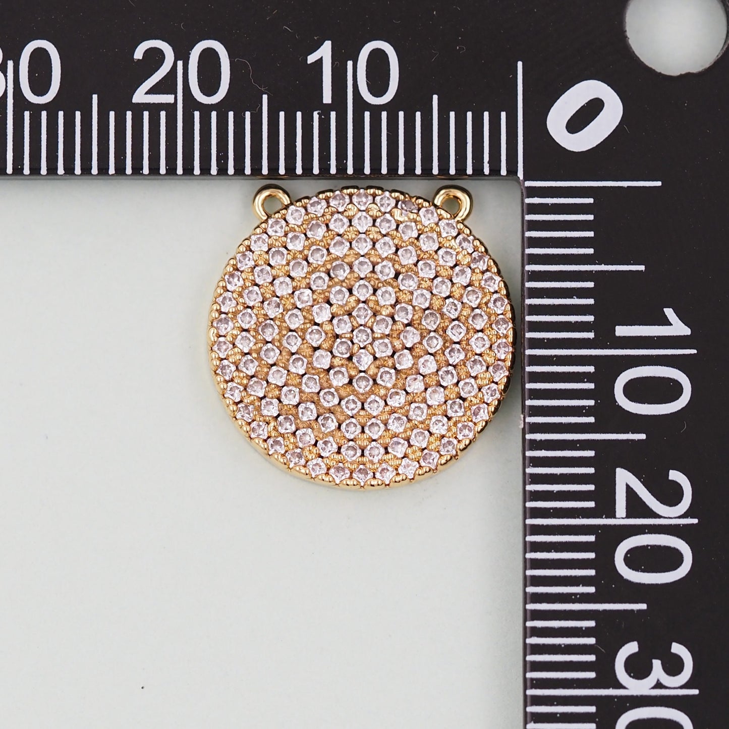 18K Gold Filled Round Pendant,CZ Micro Pave Round Charm Bracelet Necklace for DIY Jewelry Making Supply