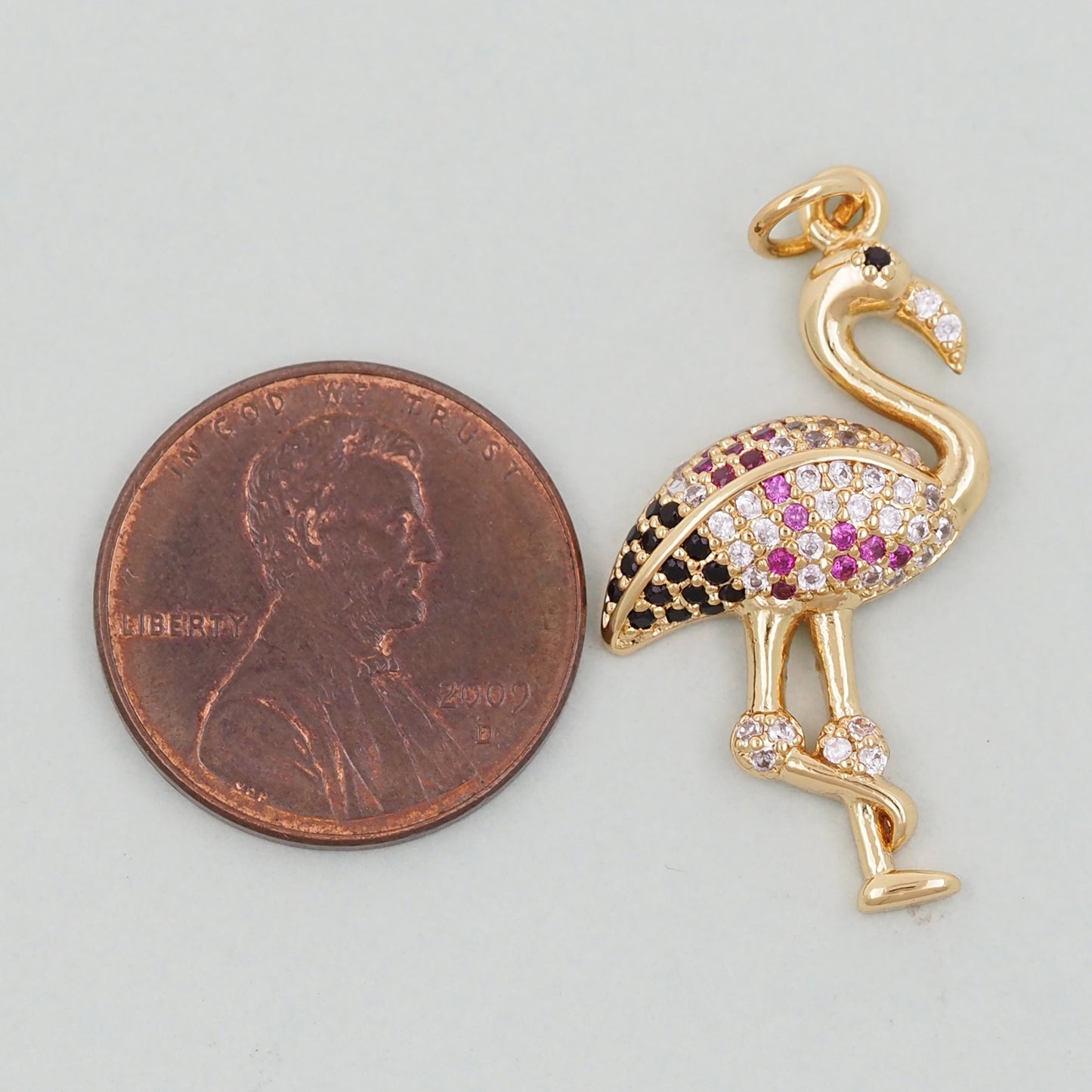 18K Gold Filled Bird Pendant,CZ Micro Pave Bird Charm Bracelet Necklace for DIY Jewelry Making Supply