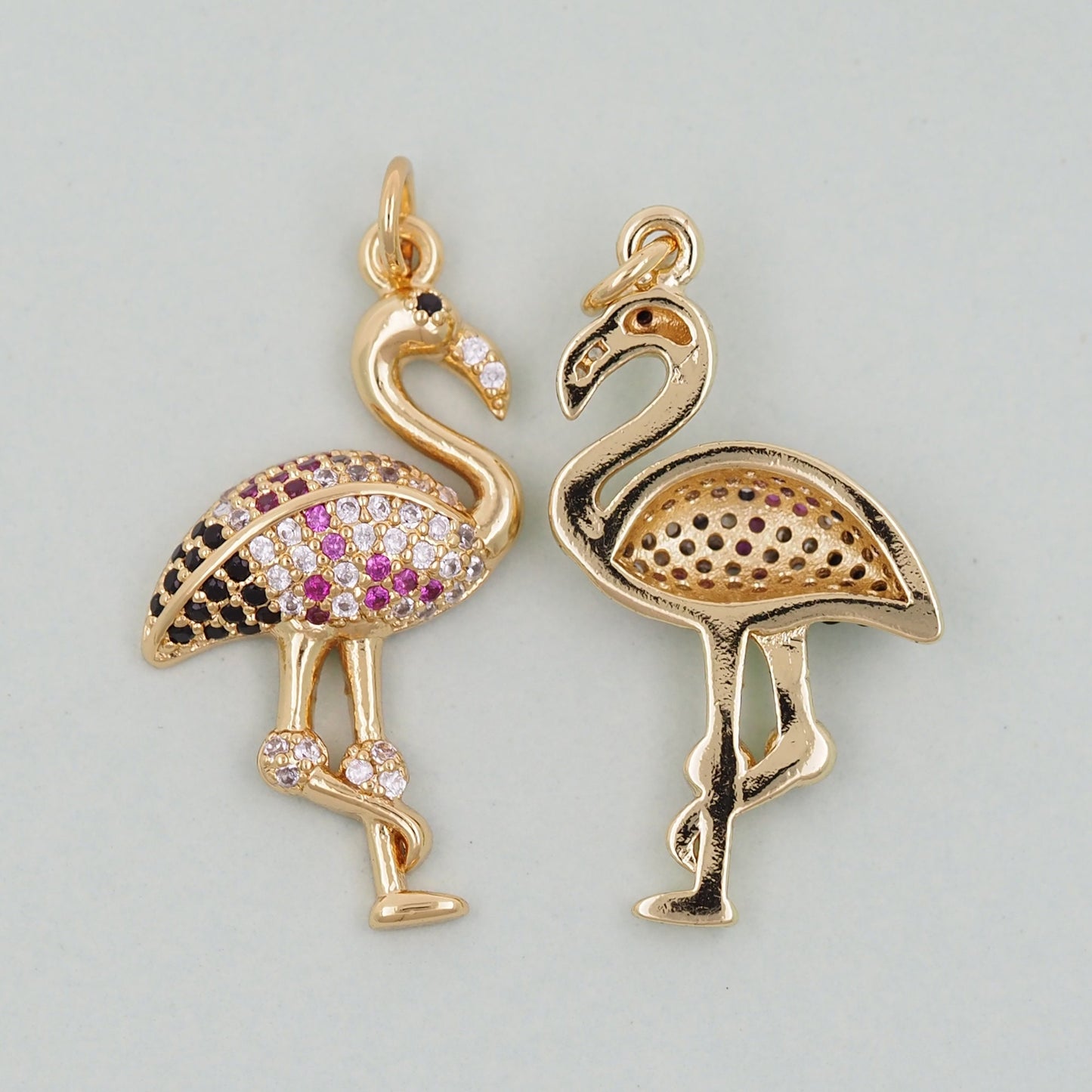 18K Gold Filled Bird Pendant,CZ Micro Pave Bird Charm Bracelet Necklace for DIY Jewelry Making Supply