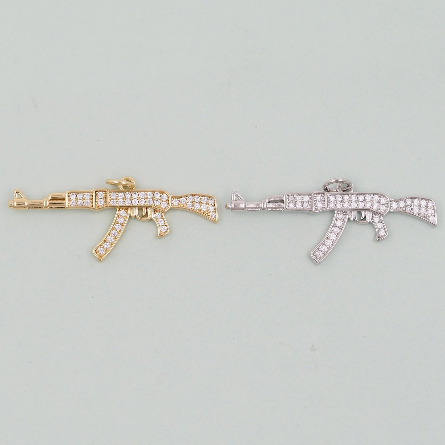 Gold gun Charms,18K Gold Filled gun Pendant,gun Charm Bracelet Necklace for DIY Jewelry Making Supply