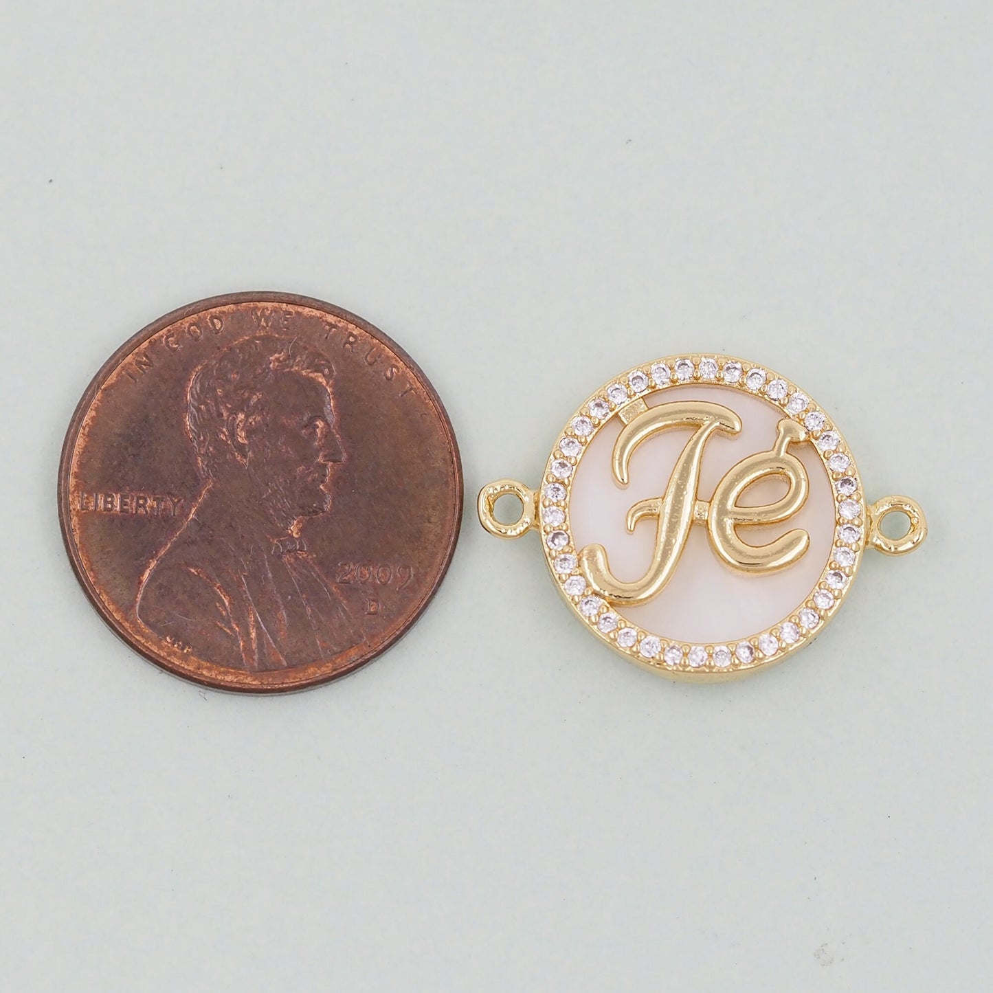 Gold Fe Charms,18K Gold Filled Round Connector Pendant,Shell Charm Bracelet Necklace for DIY Jewelry Making Supply