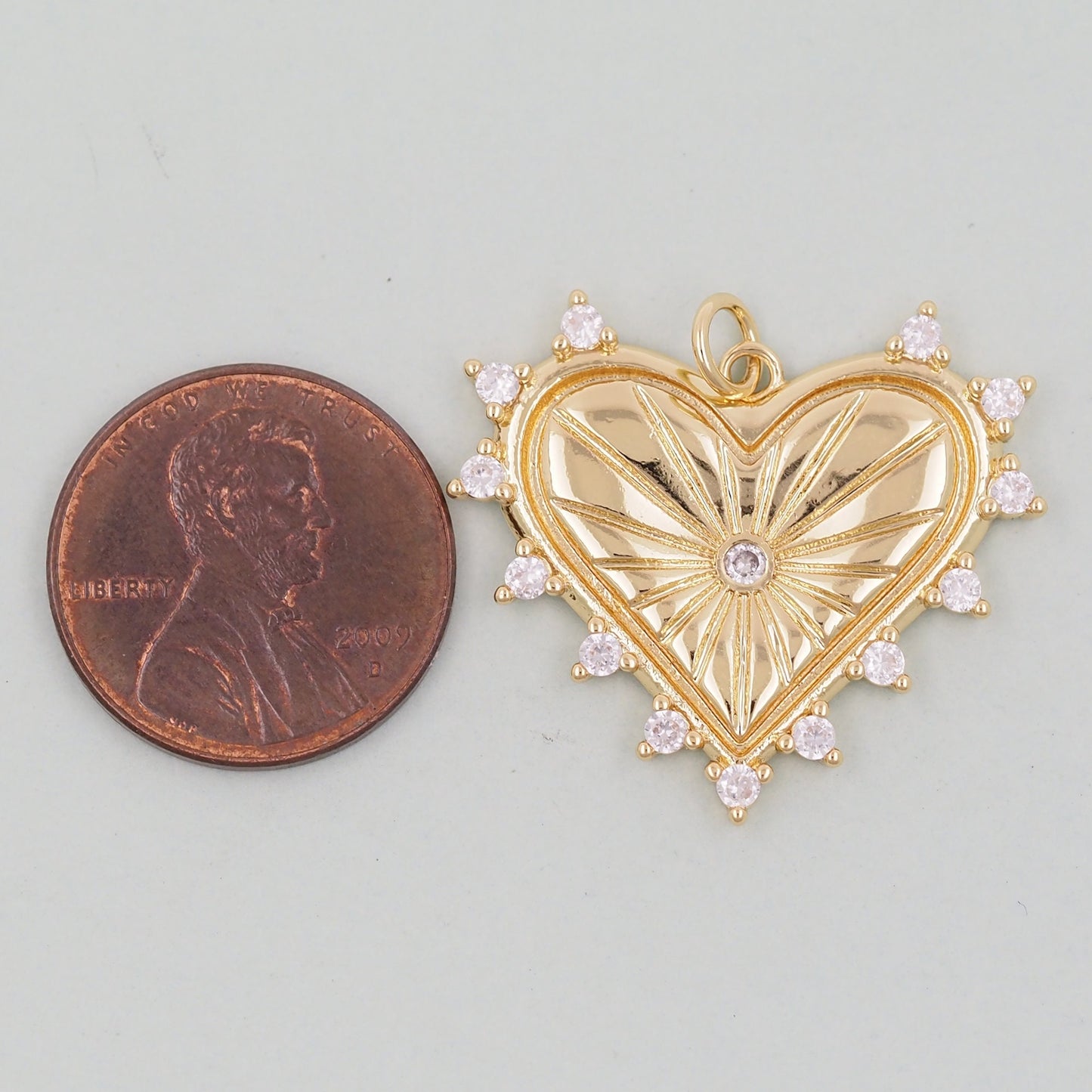 Gold Heart Charms,18K Gold Filled Heart Pendant,Spiked Heart Charm Bracelet Necklace for DIY Jewelry Making Supply