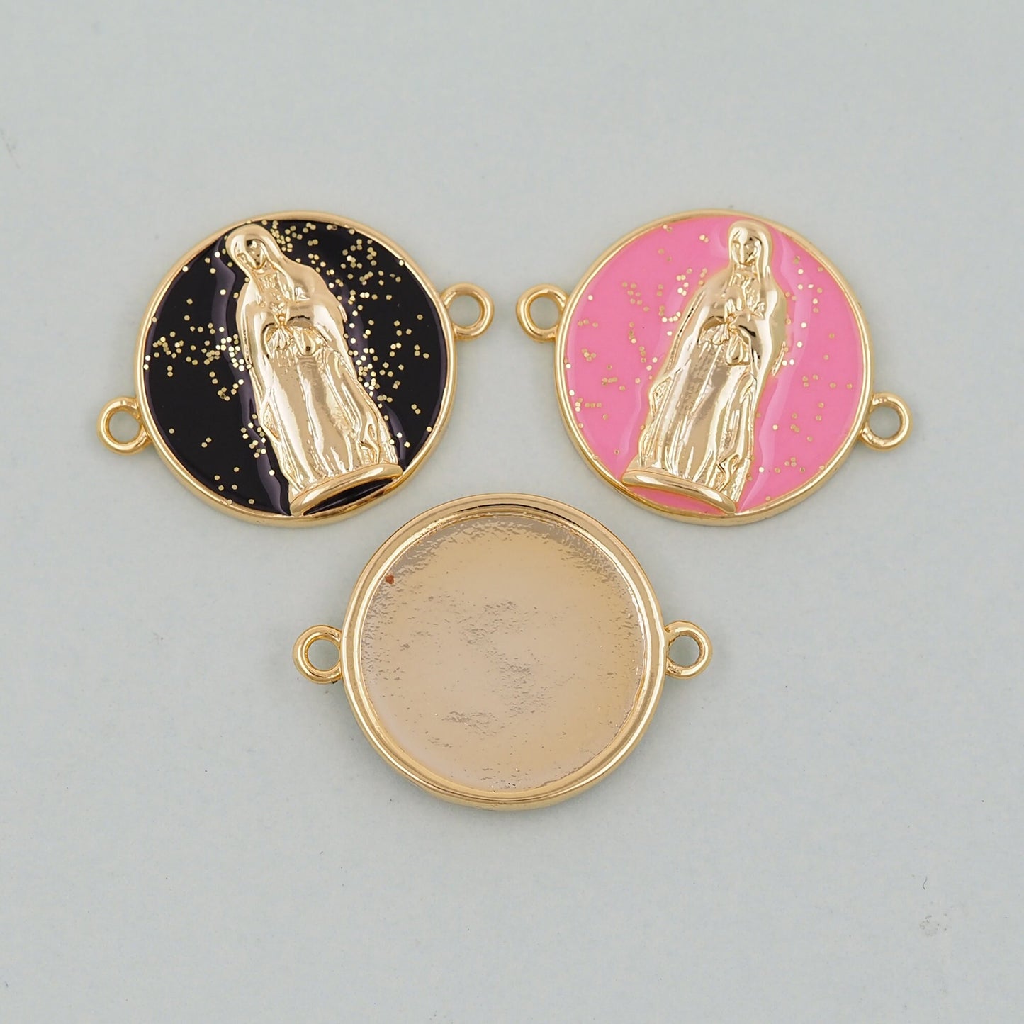 Gold Virgin Mary Charms,18K Gold Filled Virgin Mary Pendant,Virgin Mary Connector Charm Bracelet Necklace for DIY Jewelry Making Supply