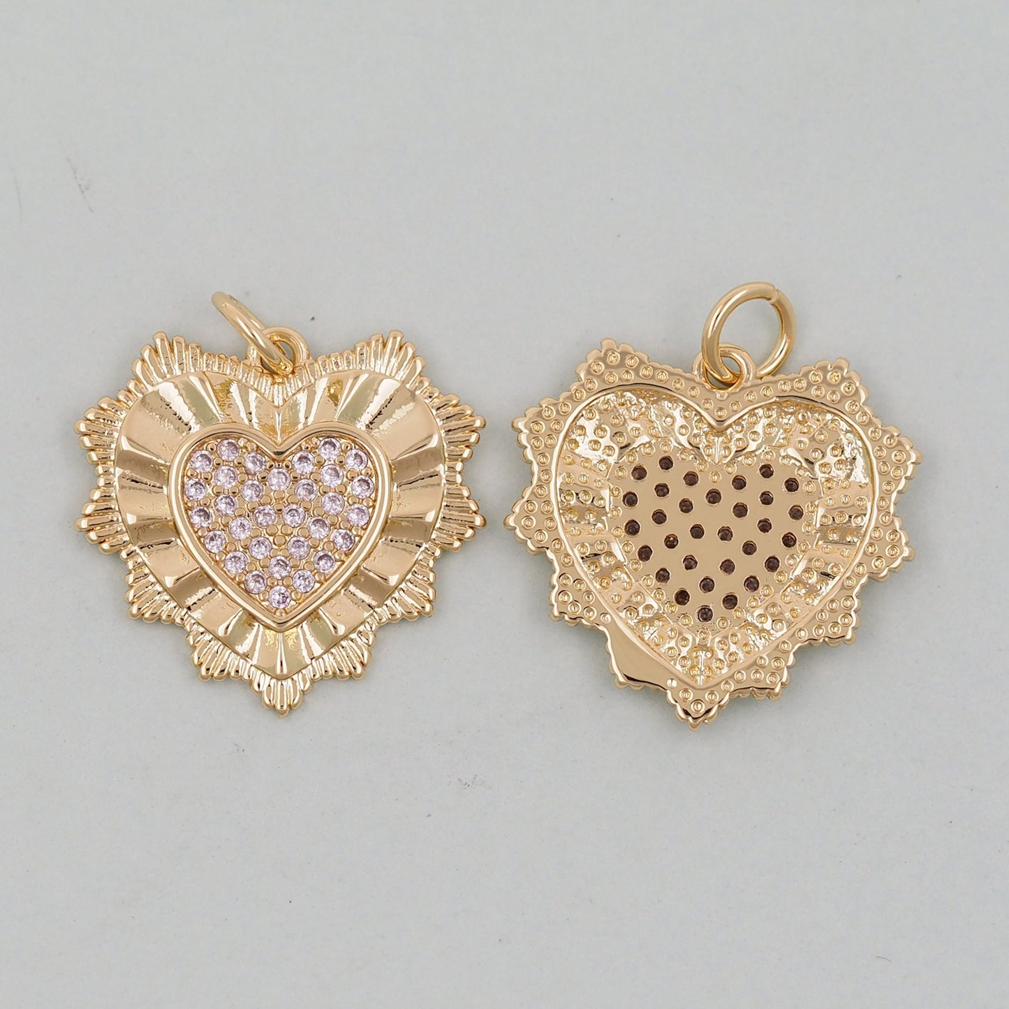 Gold Spiked Heart Charms,18K Gold Filled Heart Pendant,Heart Charm Bracelet Necklace for DIY Jewelry Making Supply