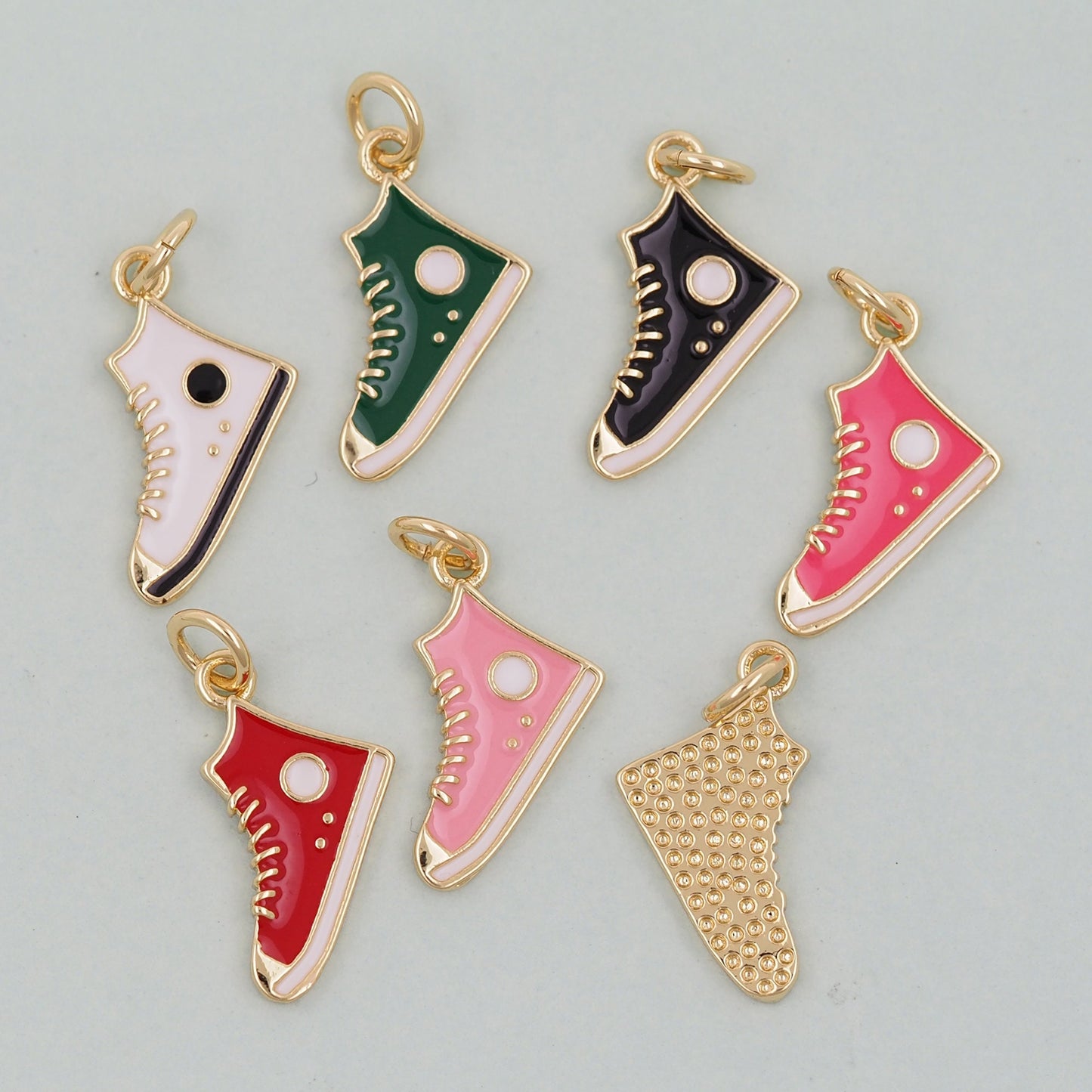Gold Shoe Charms,18K Gold Filled Shoe Pendant,Shoe Charm Bracelet Necklace for DIY Jewelry Making Supply
