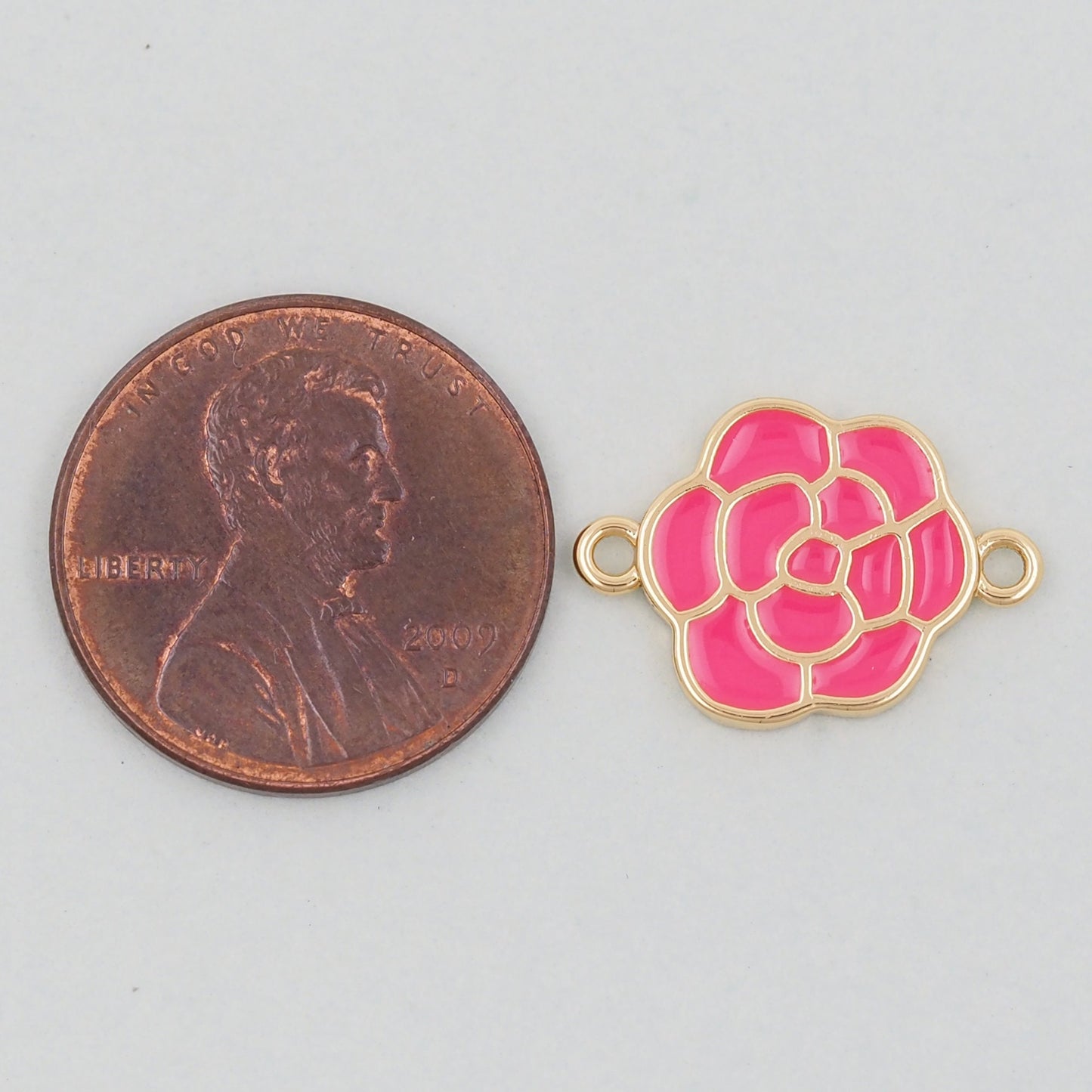 Gold Rose Charms,18K Gold Filled Rose Pendant,Rose Connector Charm Bracelet Necklace for DIY Jewelry Making Supply