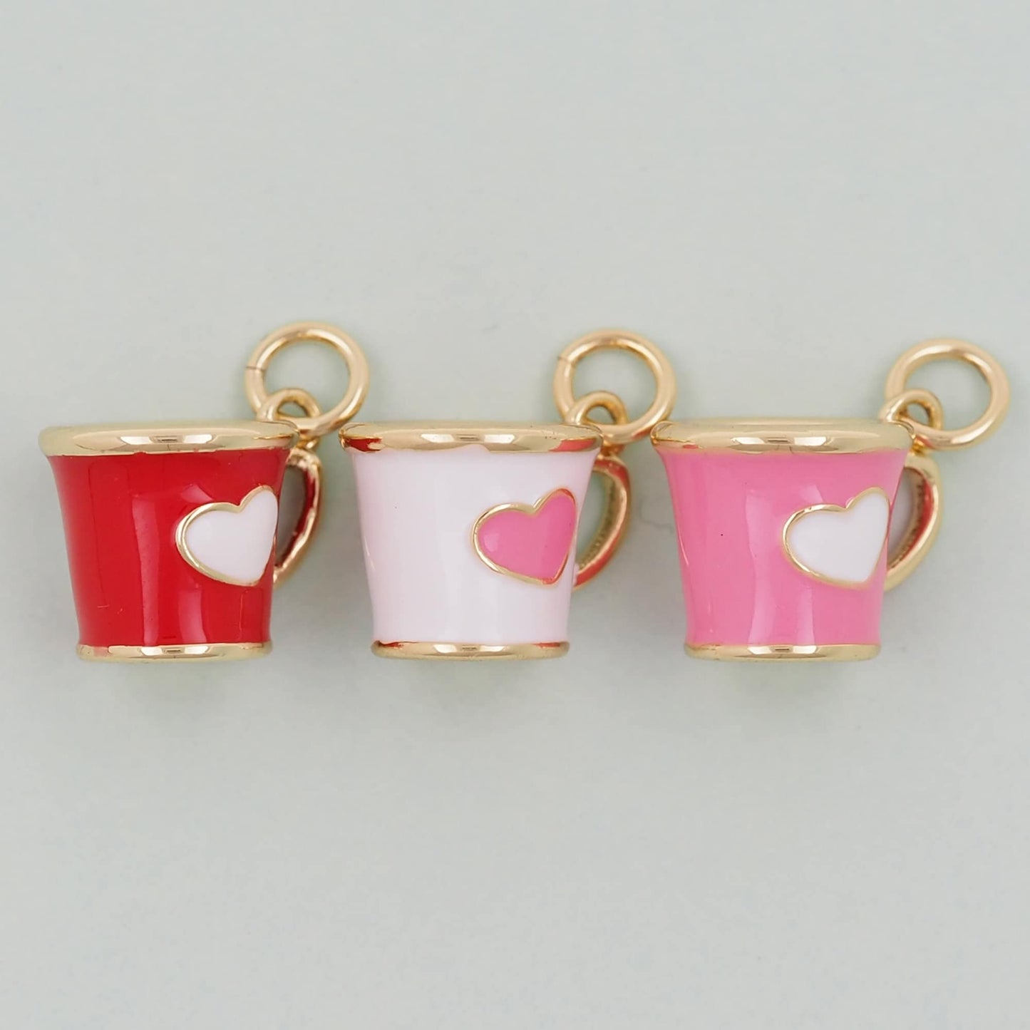 Gold cup Charms,18K Gold Filled cup Pendant,cup Heart Charm Bracelet Necklace for DIY Jewelry Making Supply