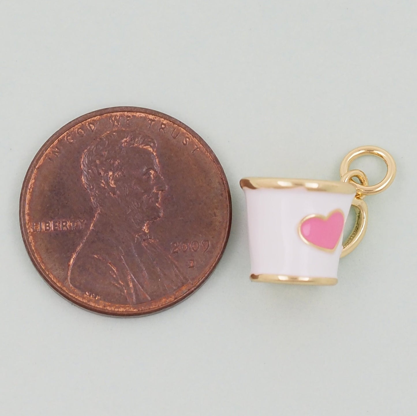 Gold cup Charms,18K Gold Filled cup Pendant,cup Heart Charm Bracelet Necklace for DIY Jewelry Making Supply