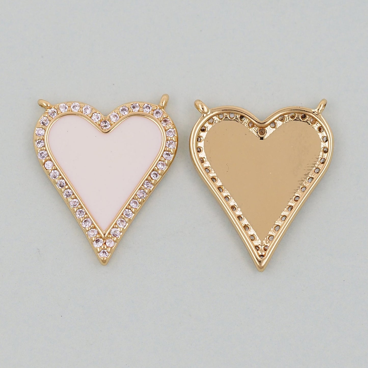 Gold Heart Charms,18K Gold Filled CZ Heart Pendant,Enamel Heart Charm Bracelet Necklace for DIY Jewelry Making Supply