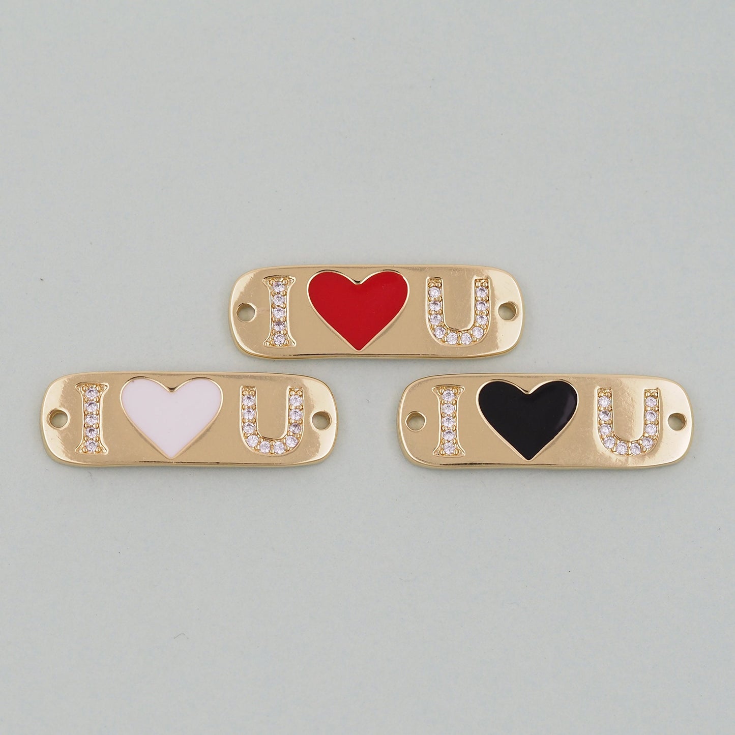 Gold Heart Charms,18K Gold Filled Love Pendant,Enamel Heart Charm Bracelet Necklace for DIY Jewelry Making Supply