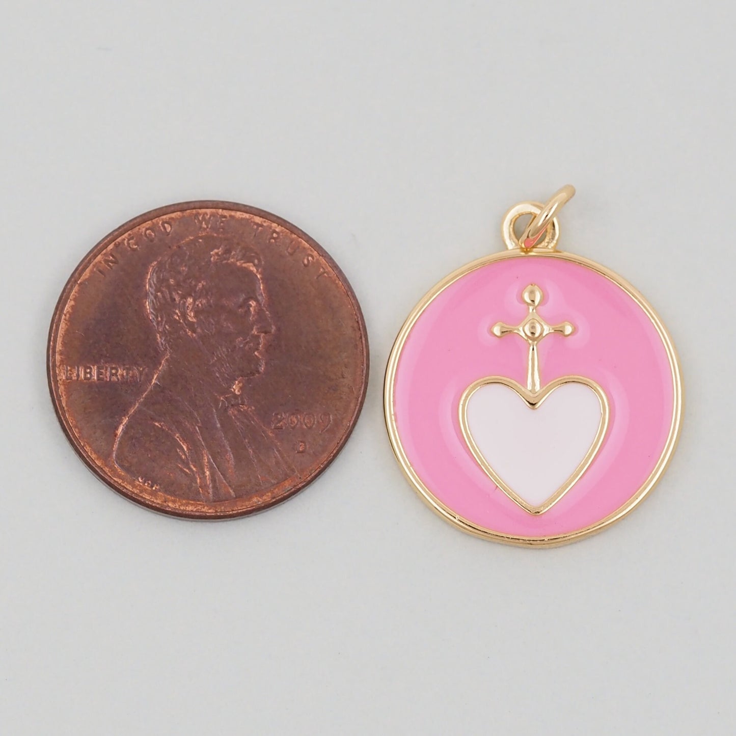 Gold Heart Charms,18K Gold Filled Cross Heart Pendant,Enamel Heart Charm Bracelet Necklace for DIY Jewelry Making Supply