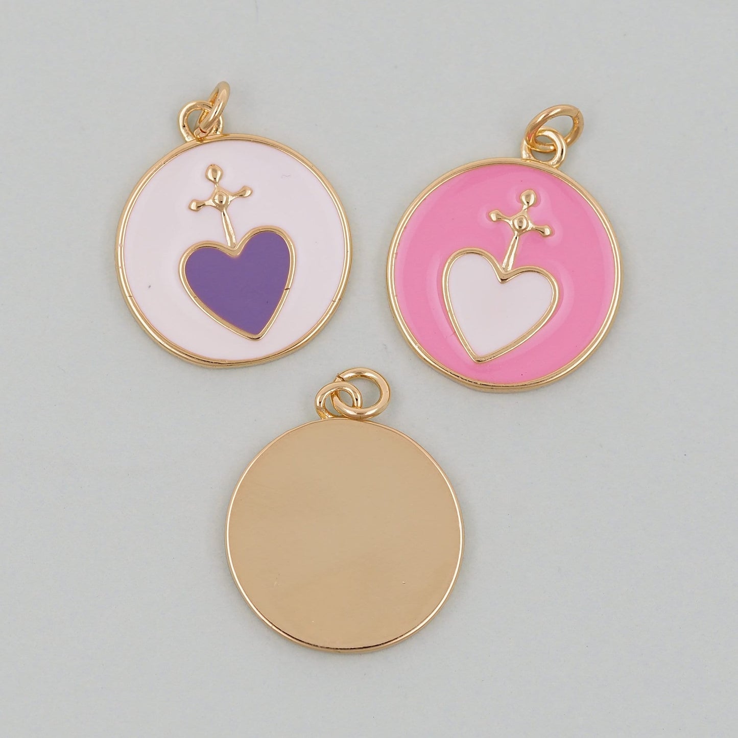 Gold Heart Charms,18K Gold Filled Cross Heart Pendant,Enamel Heart Charm Bracelet Necklace for DIY Jewelry Making Supply