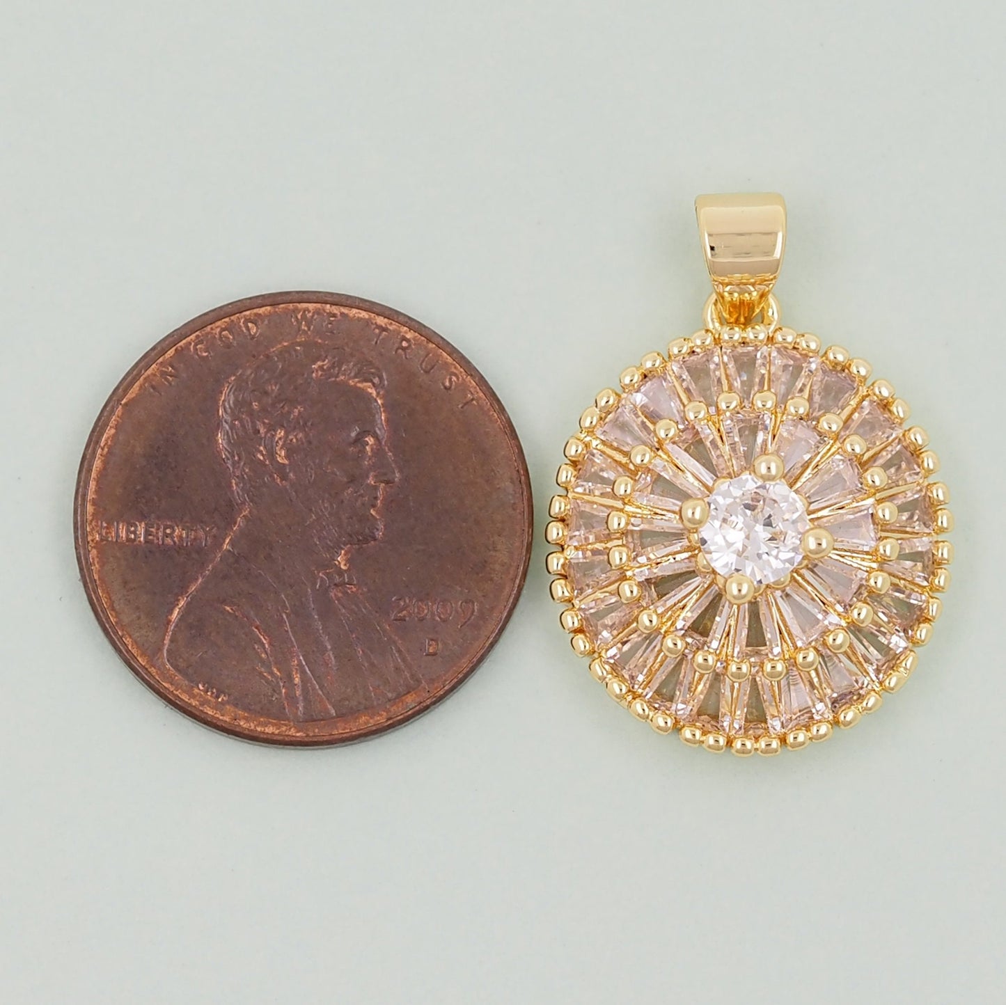 Gold Round Sun Charms,18K Gold Filled Round Pendant,Round Connector Charm Bracelet Necklace for DIY Jewelry Making Supply