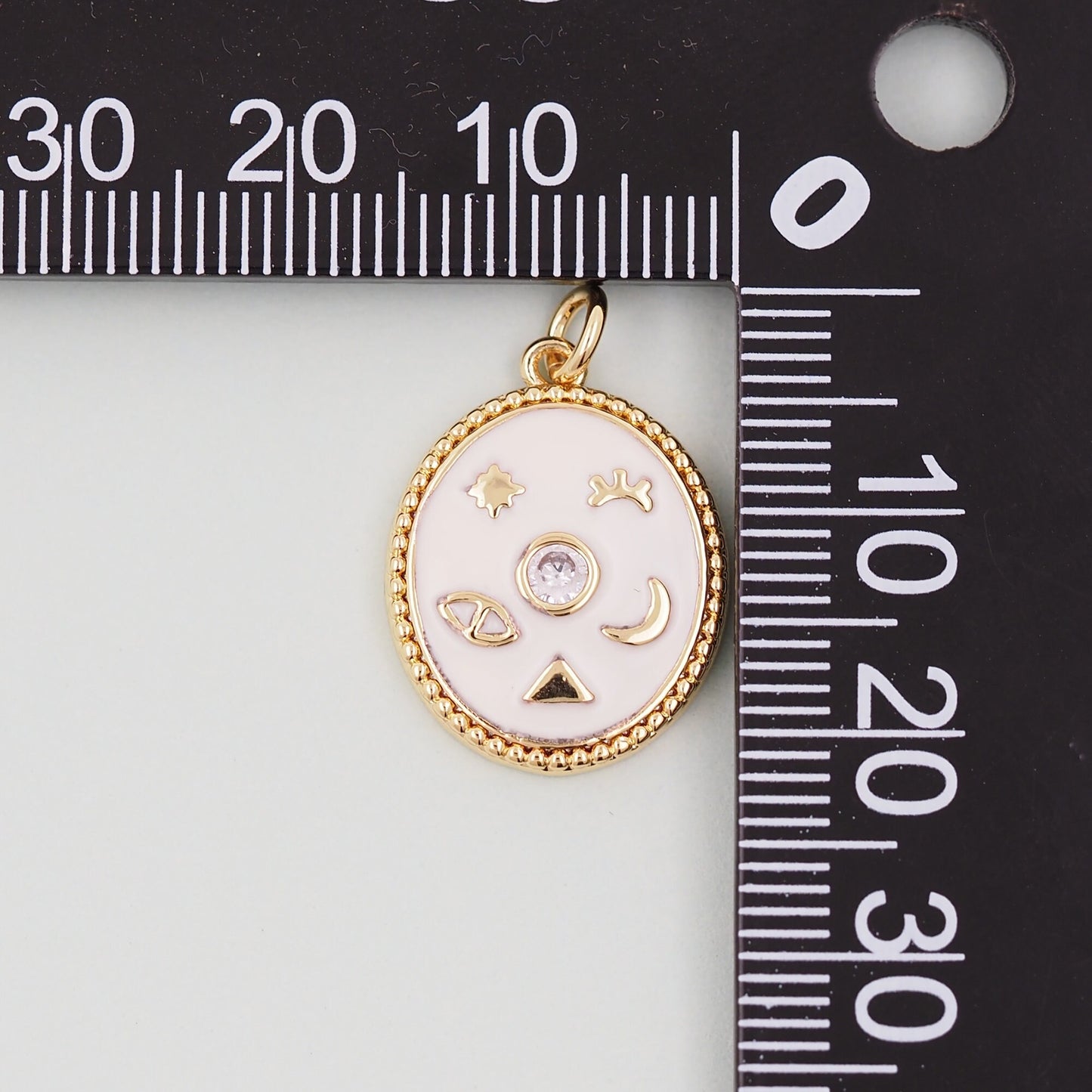Gold Oval Charms,18K Gold Filled Oval Pendant,Moon Charm Bracelet Necklace for DIY Jewelry Making Supply