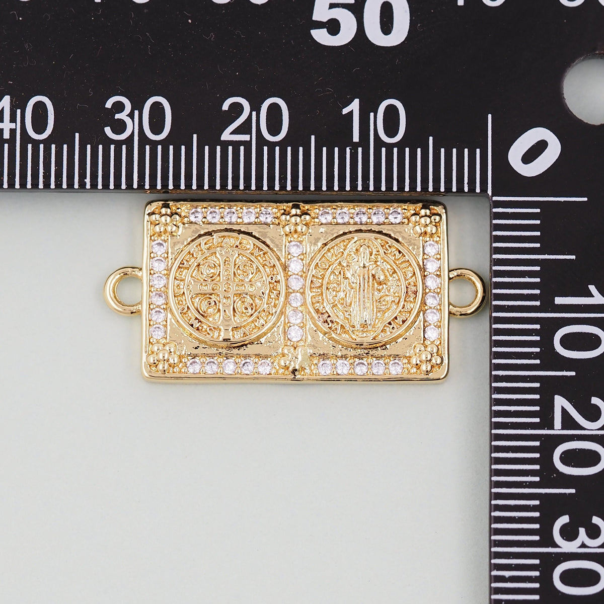 Gold Benedict Charms,18K Gold FilledBenedict Pendant,Rectangle Benedict Charm Bracelet Necklace for DIY Jewelry Making Supply