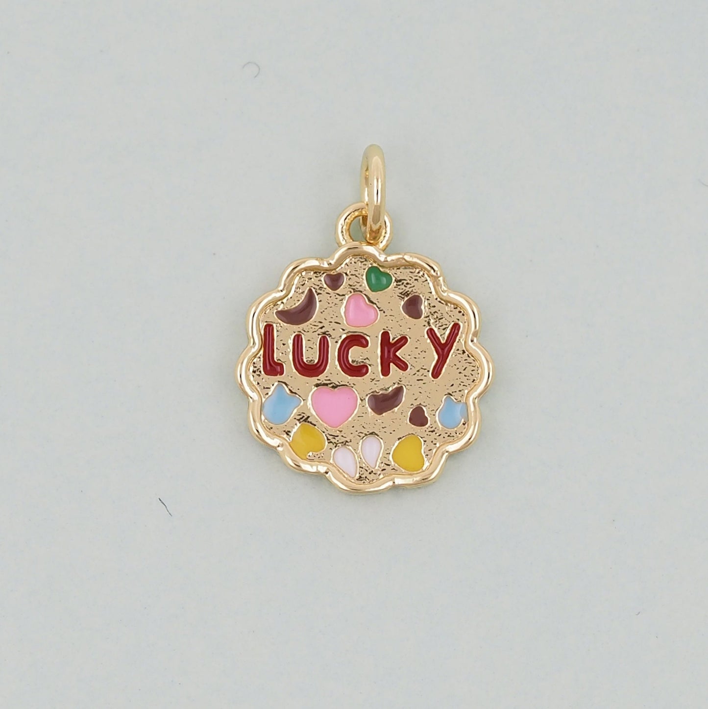 Gold lucky Charms,18K Gold Filled good luck Pendant,luck Charm Bracelet Necklace for DIY Jewelry Making Supply