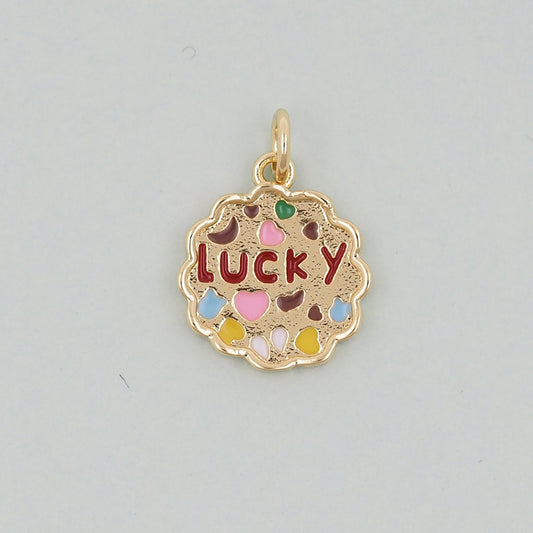 Gold lucky Charms,18K Gold Filled good luck Pendant,luck Charm Bracelet Necklace for DIY Jewelry Making Supply